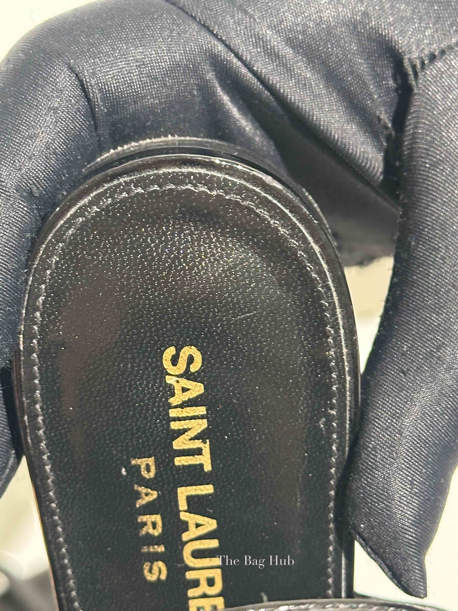 Saint Laurent Black Patent Leather Cassandra Sandals Size 36