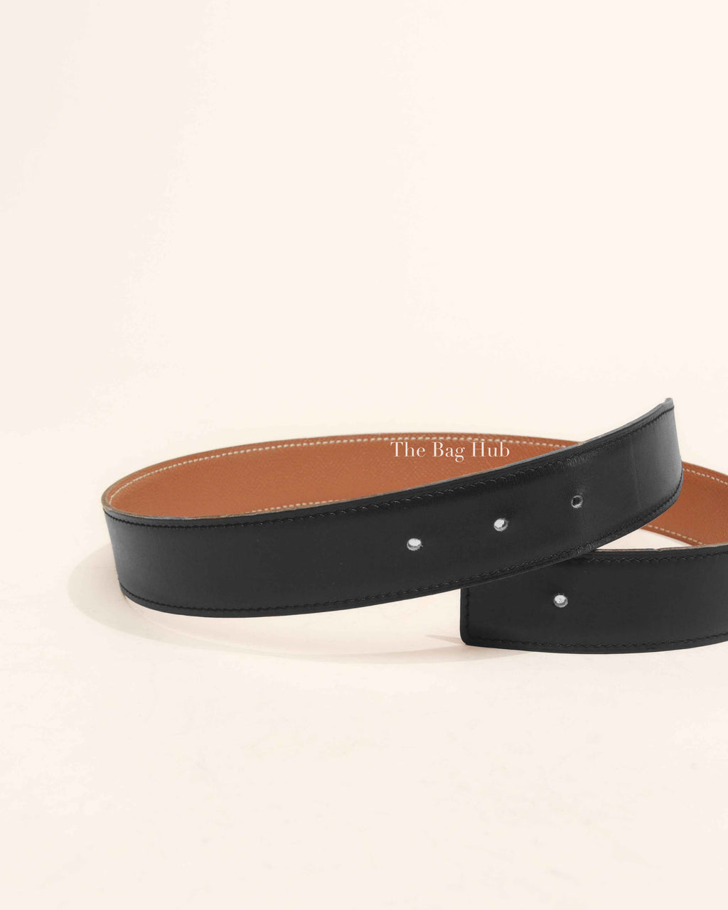 Hermes Noir/Gold Leather Reversible Belt Strap 65cm