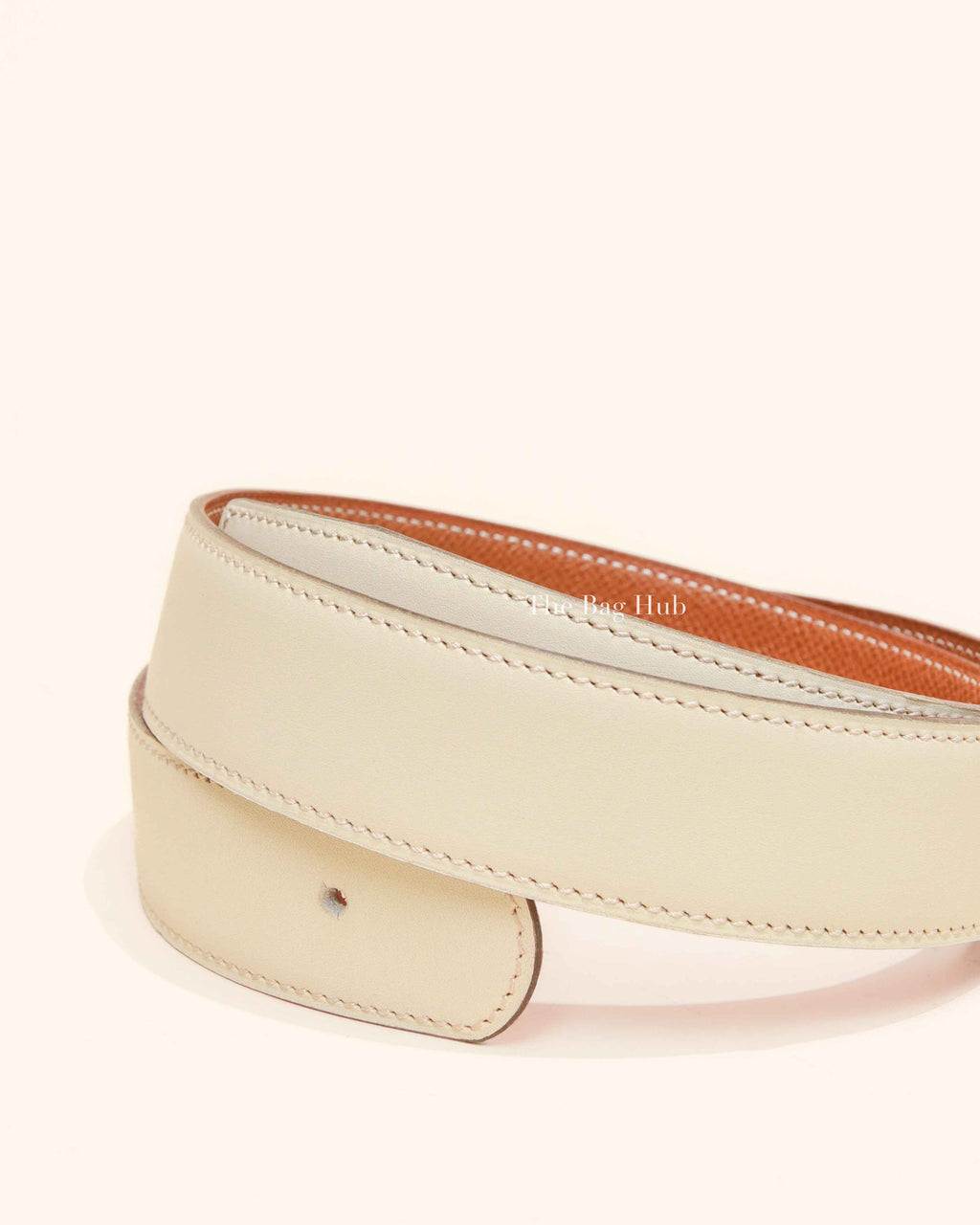 Hermes White/Gold Leather Reversible Belt Strap 75cm
