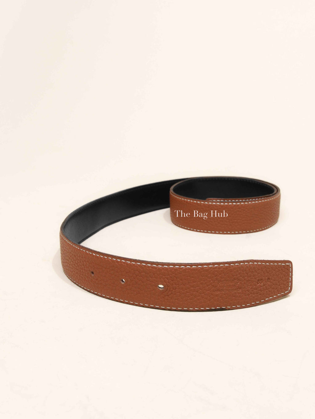 Hermes Noir/Gold Togo/Calfskin Reversible Belt Strap Size 85
