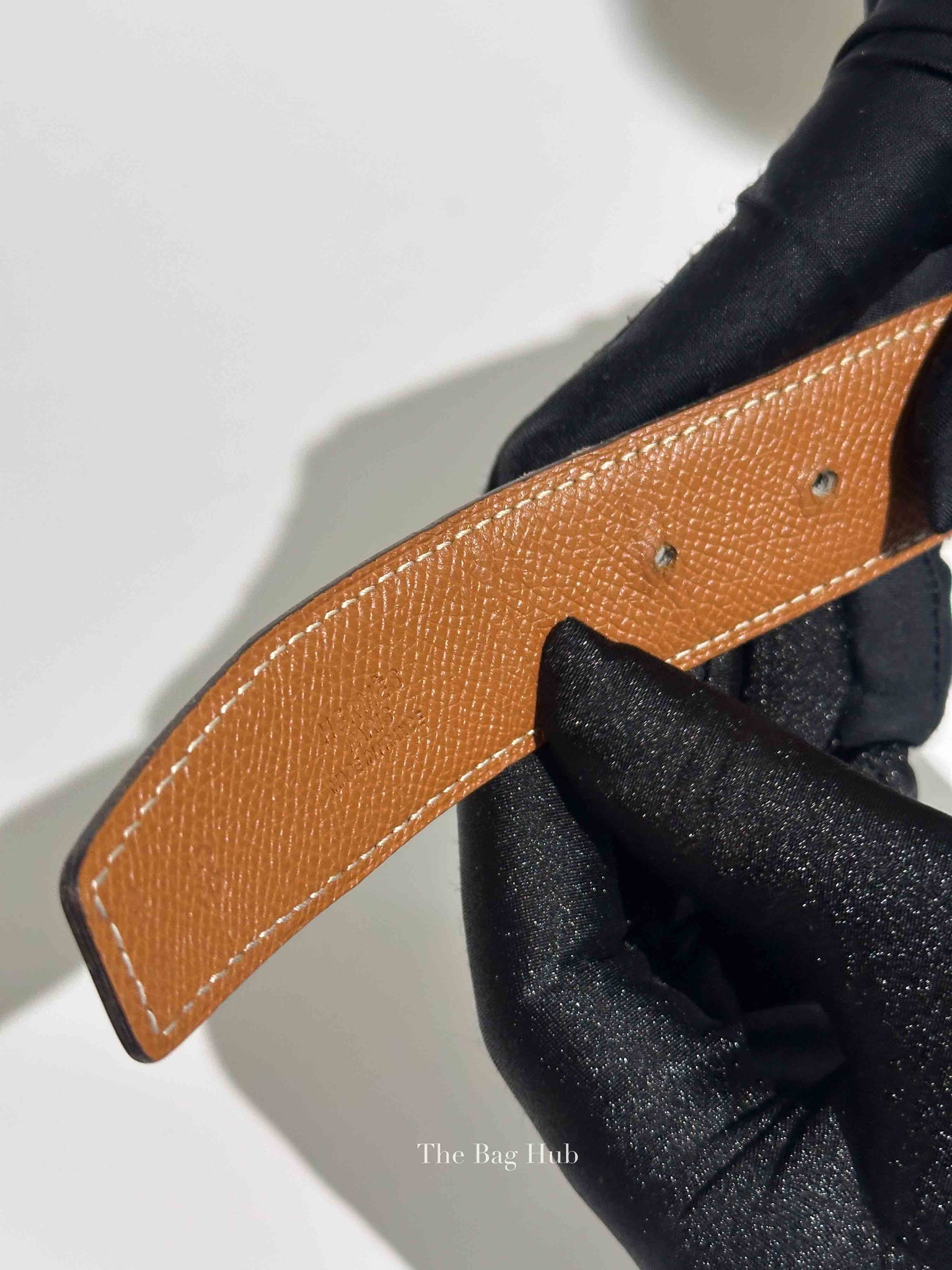 Hermes Noir/Gold Leather Reversible Belt Strap 65cm
