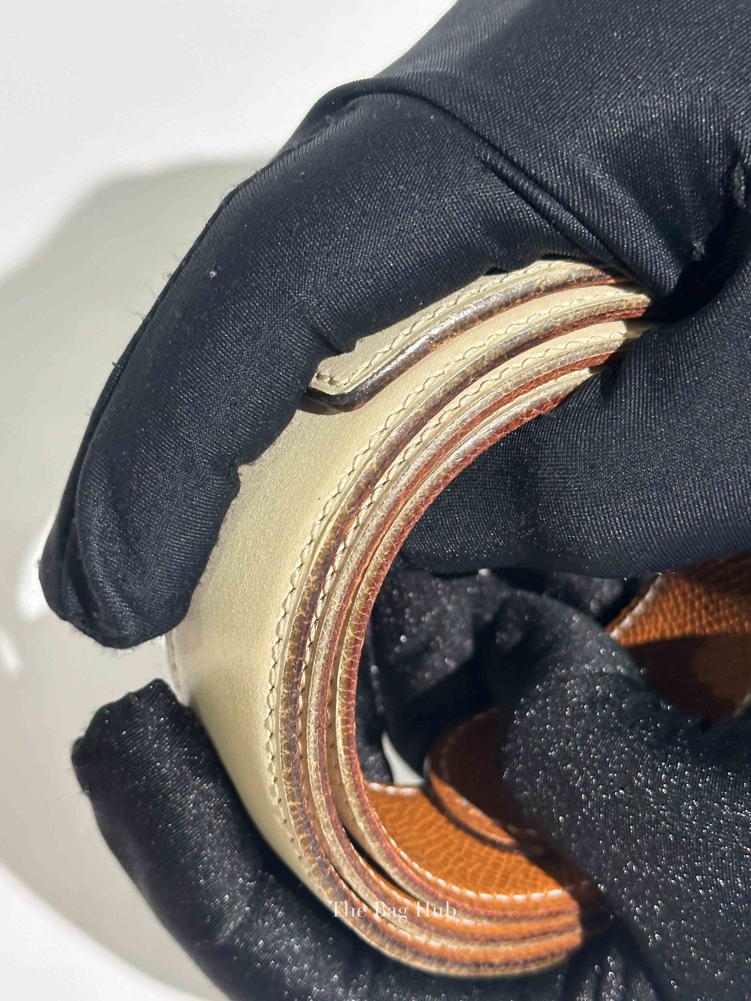 Hermes White/Gold Leather Reversible Belt Strap 75cm