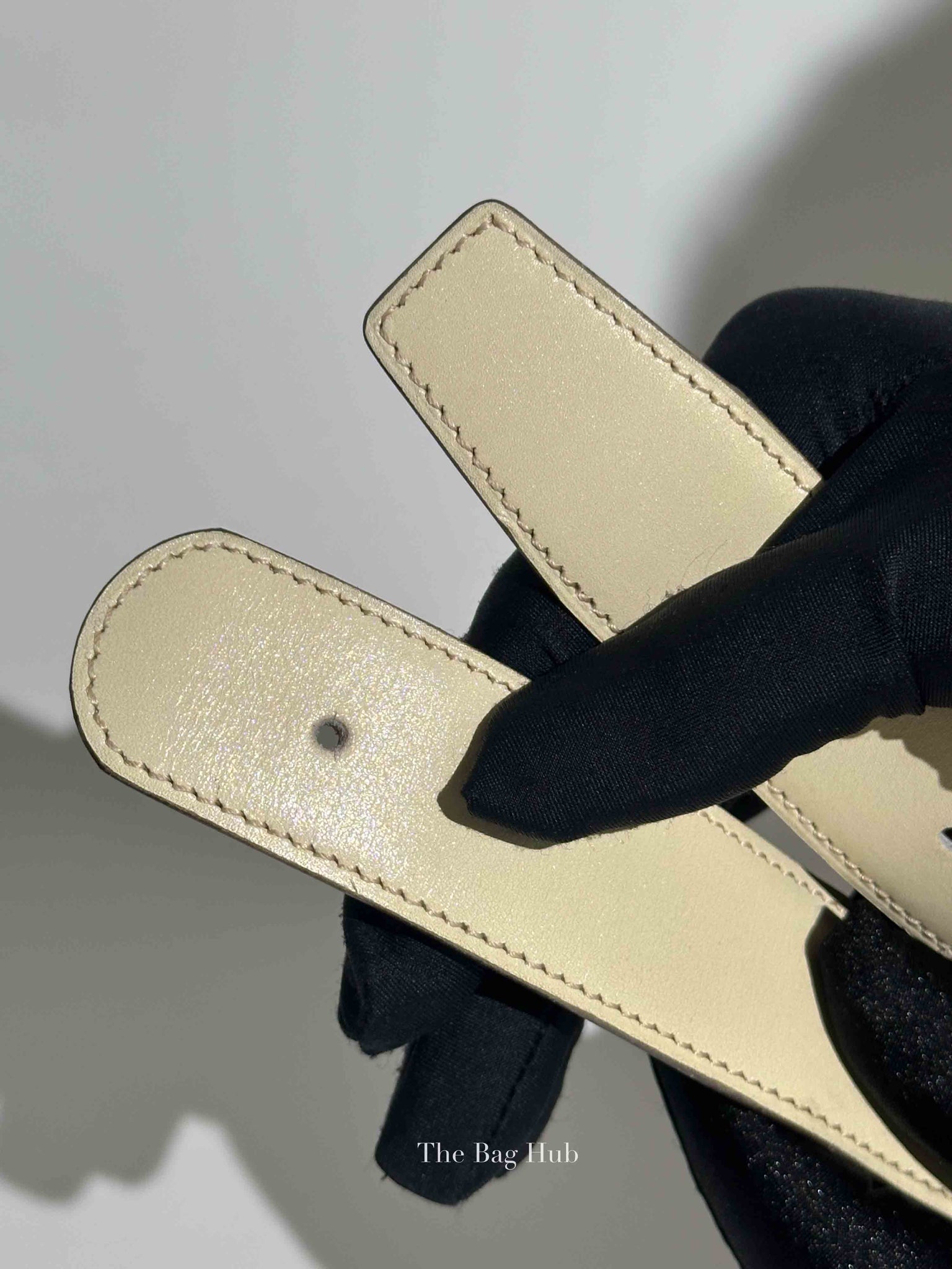 Hermes White/Gold Leather Reversible Belt Strap 75cm