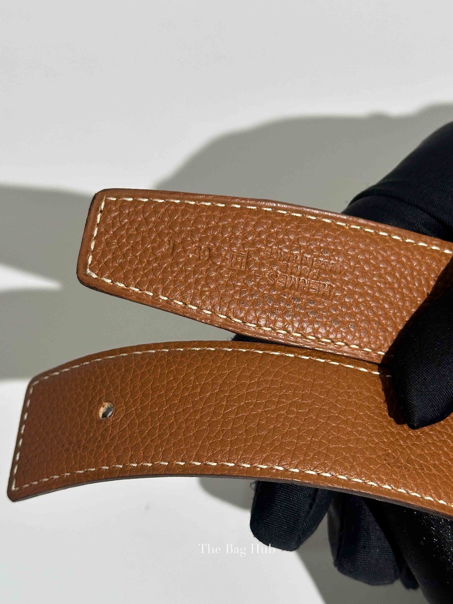 Hermes Noir/Gold Leather Reversible Belt Strap 65cm