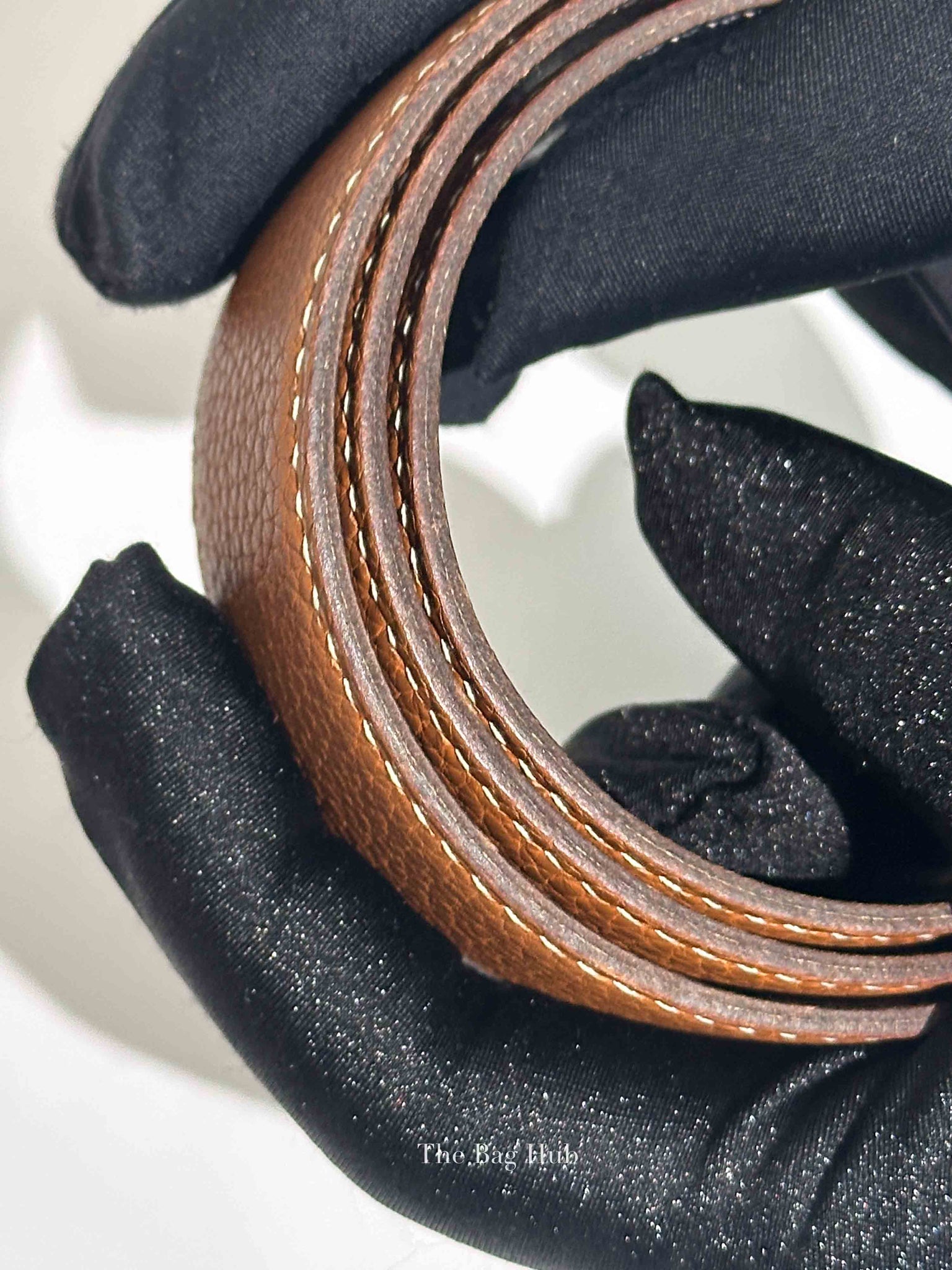 Hermes Noir/Gold Leather Reversible Belt Strap 65cm