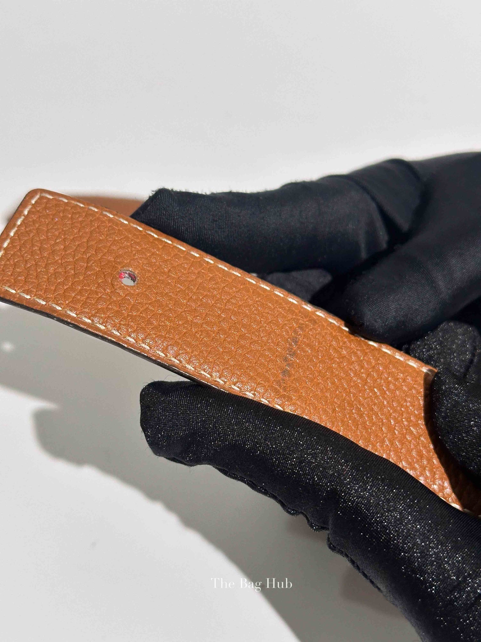 Hermes Noir/Gold Togo/Calfskin Reversible Belt Strap Size 85