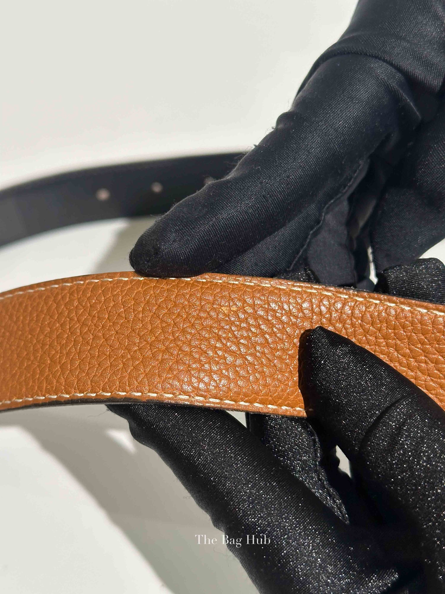 Hermes Noir/Gold Togo/Calfskin Reversible Belt Strap Size 85