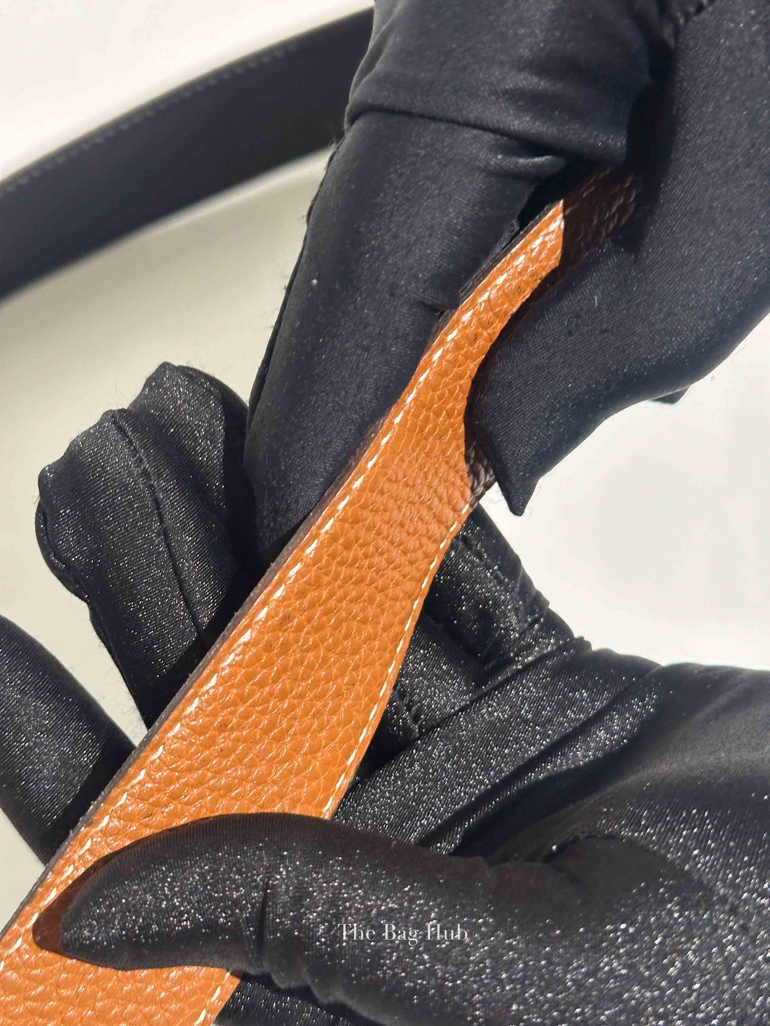 Hermes Noir/Gold Togo/Calfskin Reversible Belt Strap Size 85