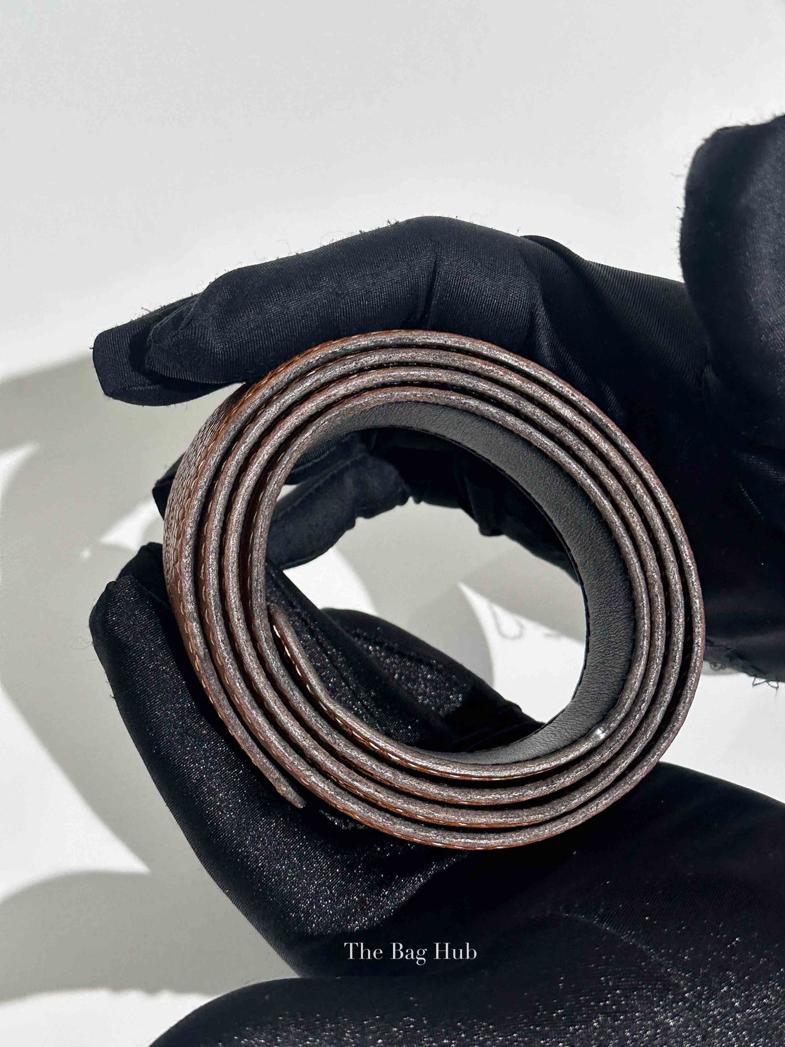 Hermes Noir/Gold Togo/Calfskin Reversible Belt Strap Size 85