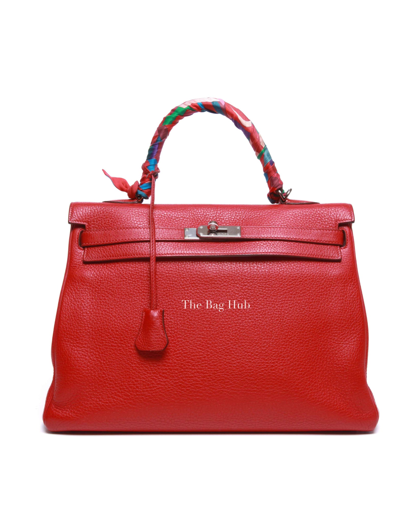 Hermes Rose Jaipur Leather Kelly 35 Bag PHW w/ Twilly w/o Strap