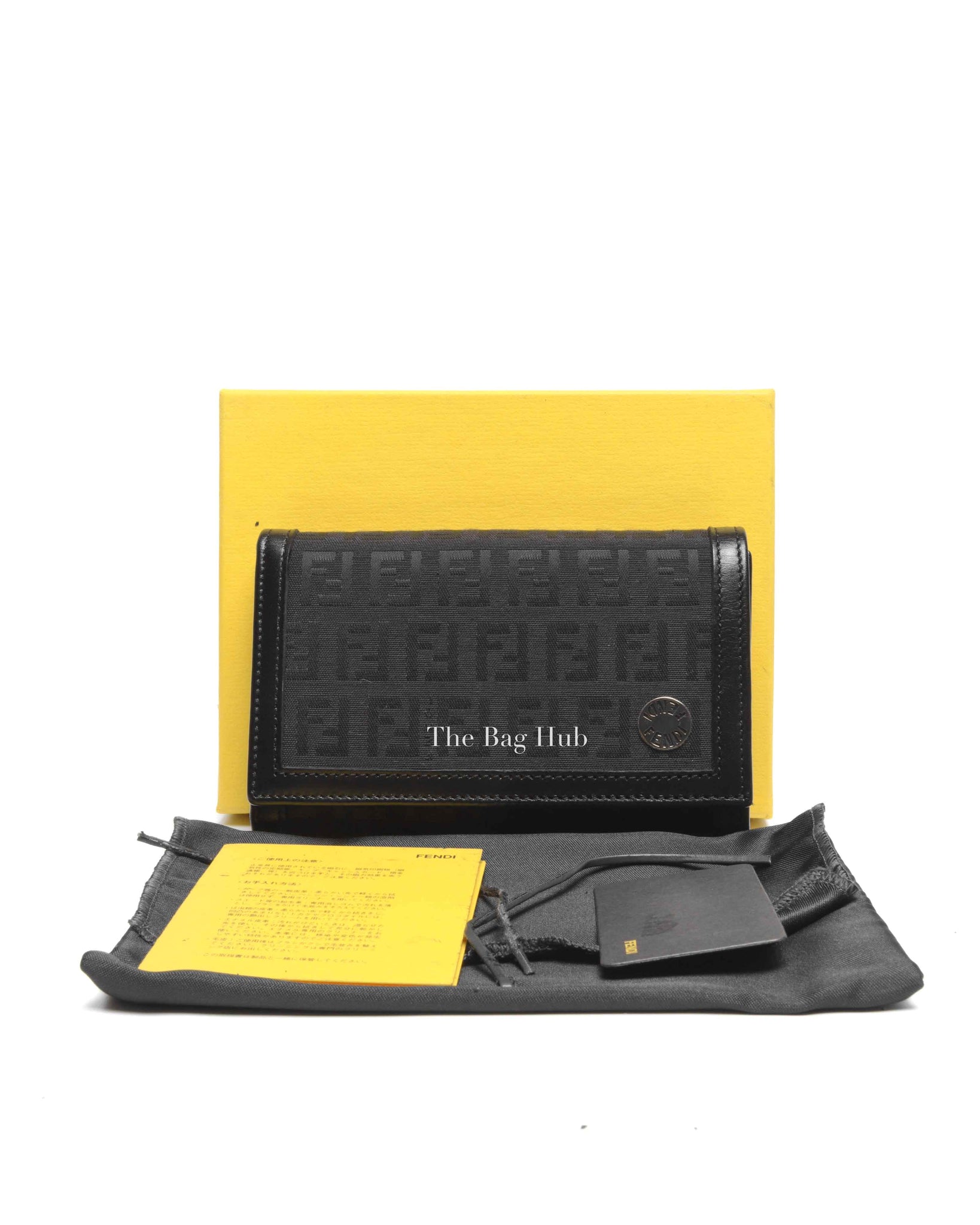 Fendi Black Zucchino Canvas and Leather Continental Wallet