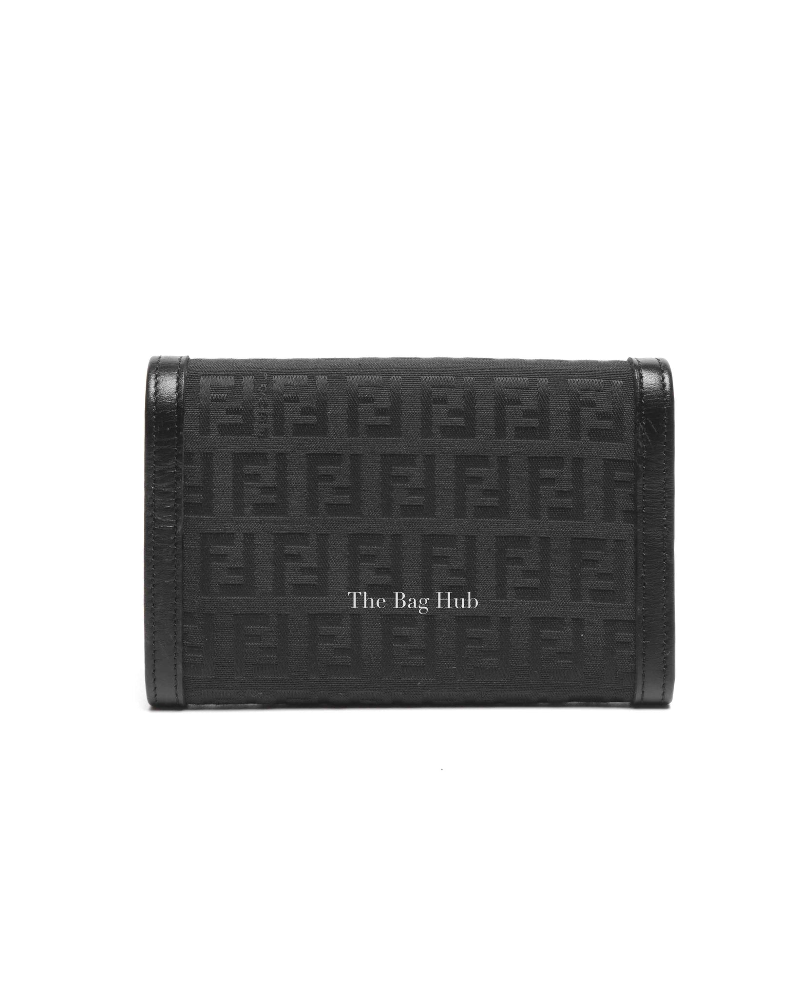 Fendi Black Zucchino Canvas and Leather Continental Wallet