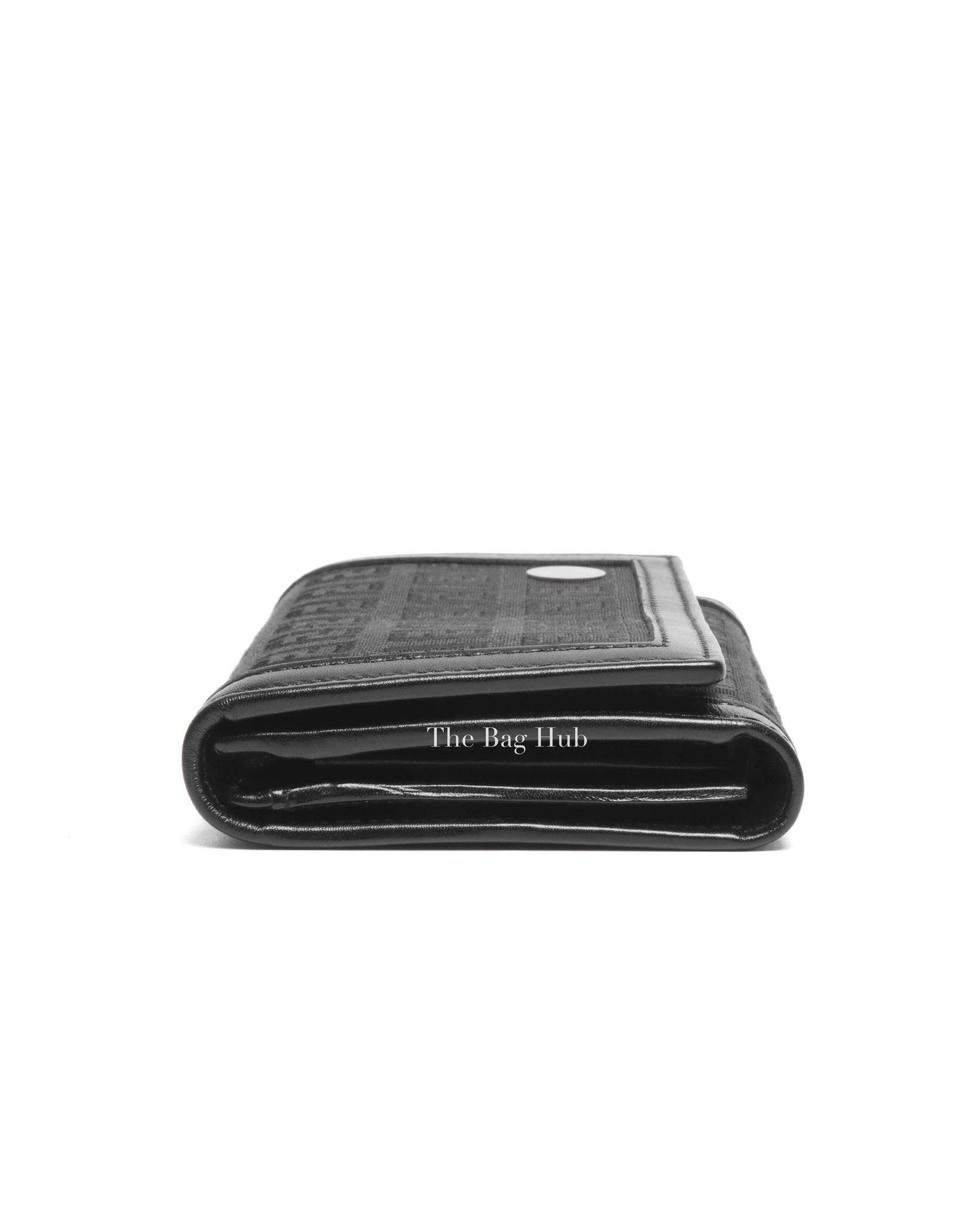 Fendi Black Zucchino Canvas and Leather Continental Wallet