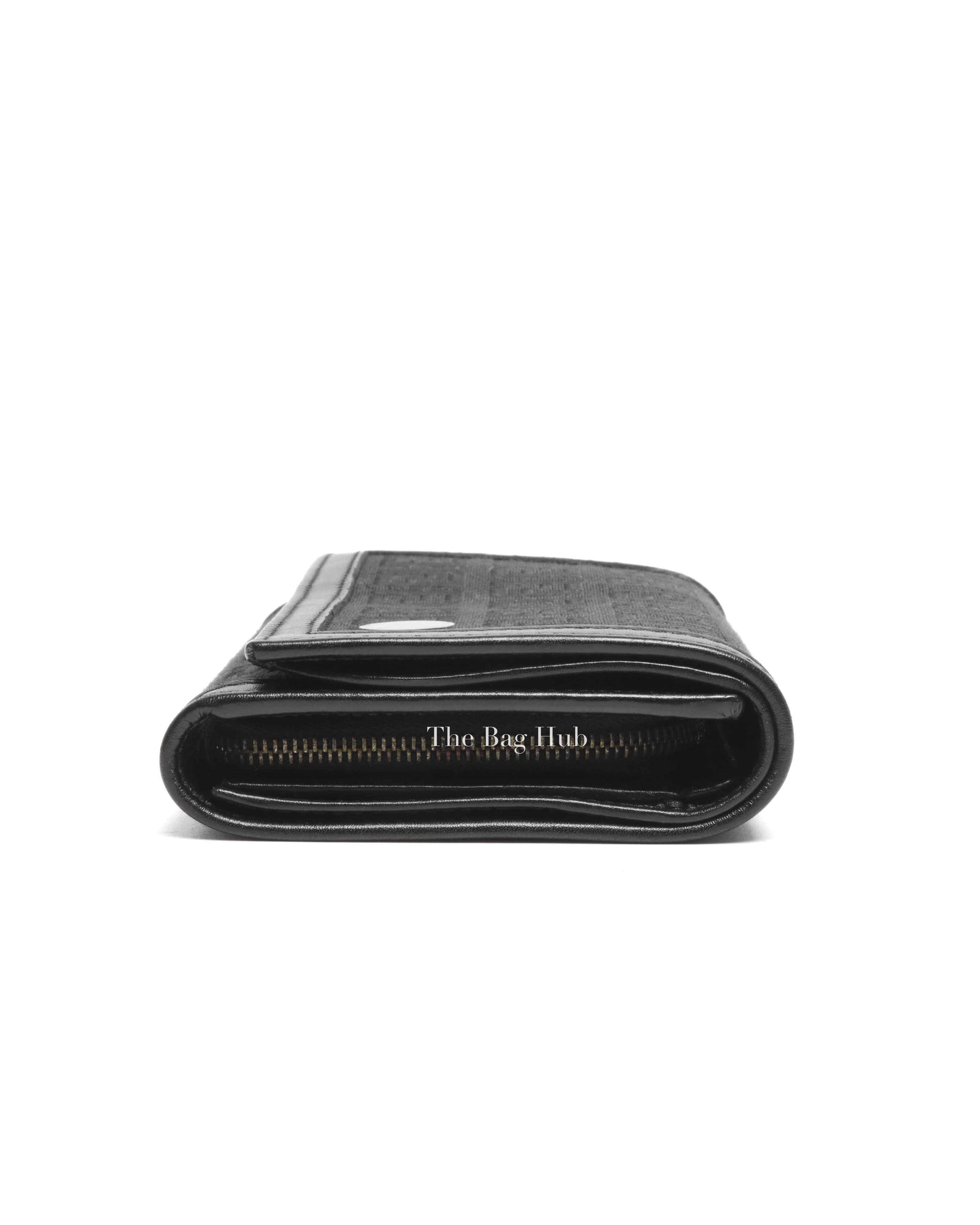 Fendi Black Zucchino Canvas and Leather Continental Wallet