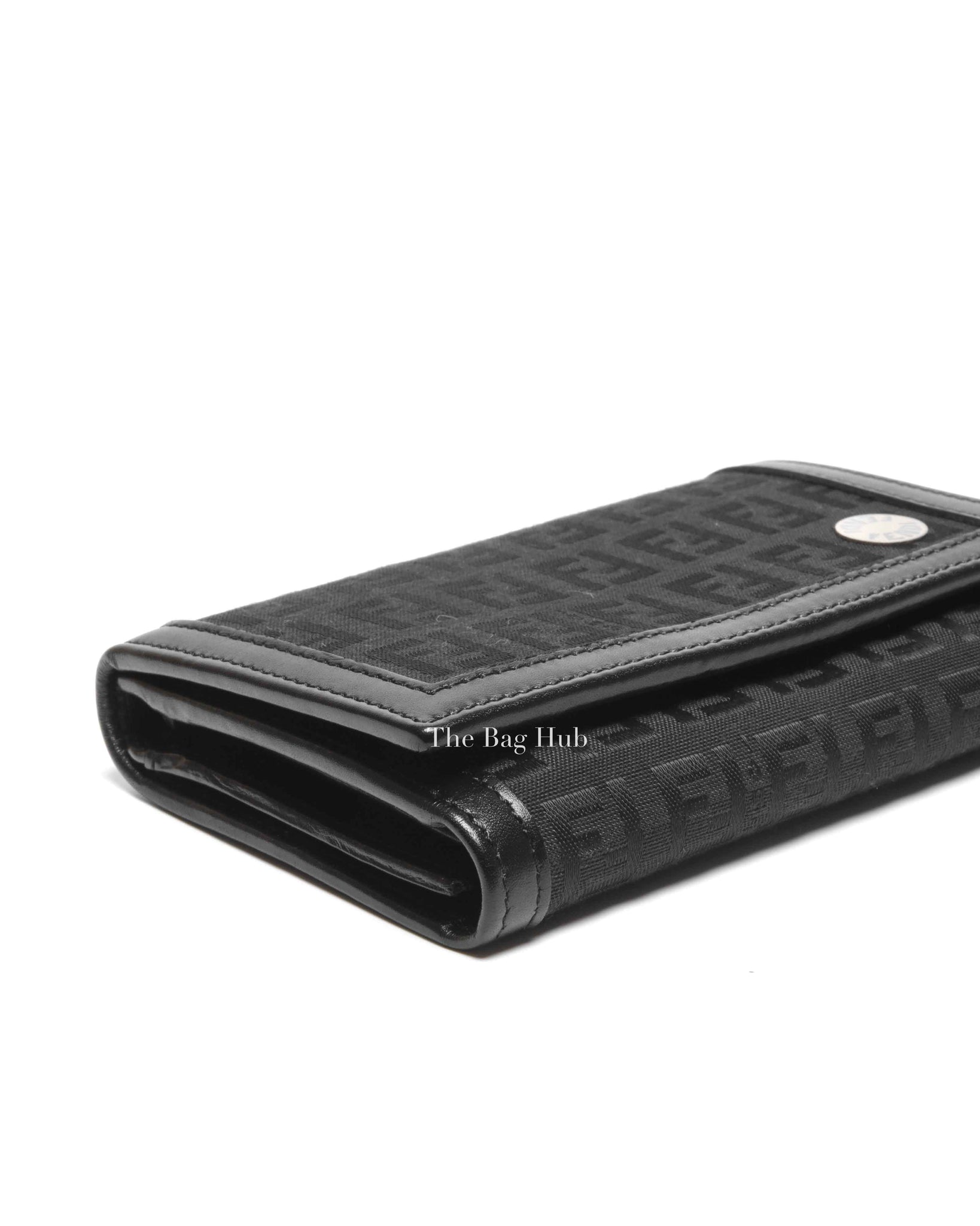 Fendi Black Zucchino Canvas and Leather Continental Wallet