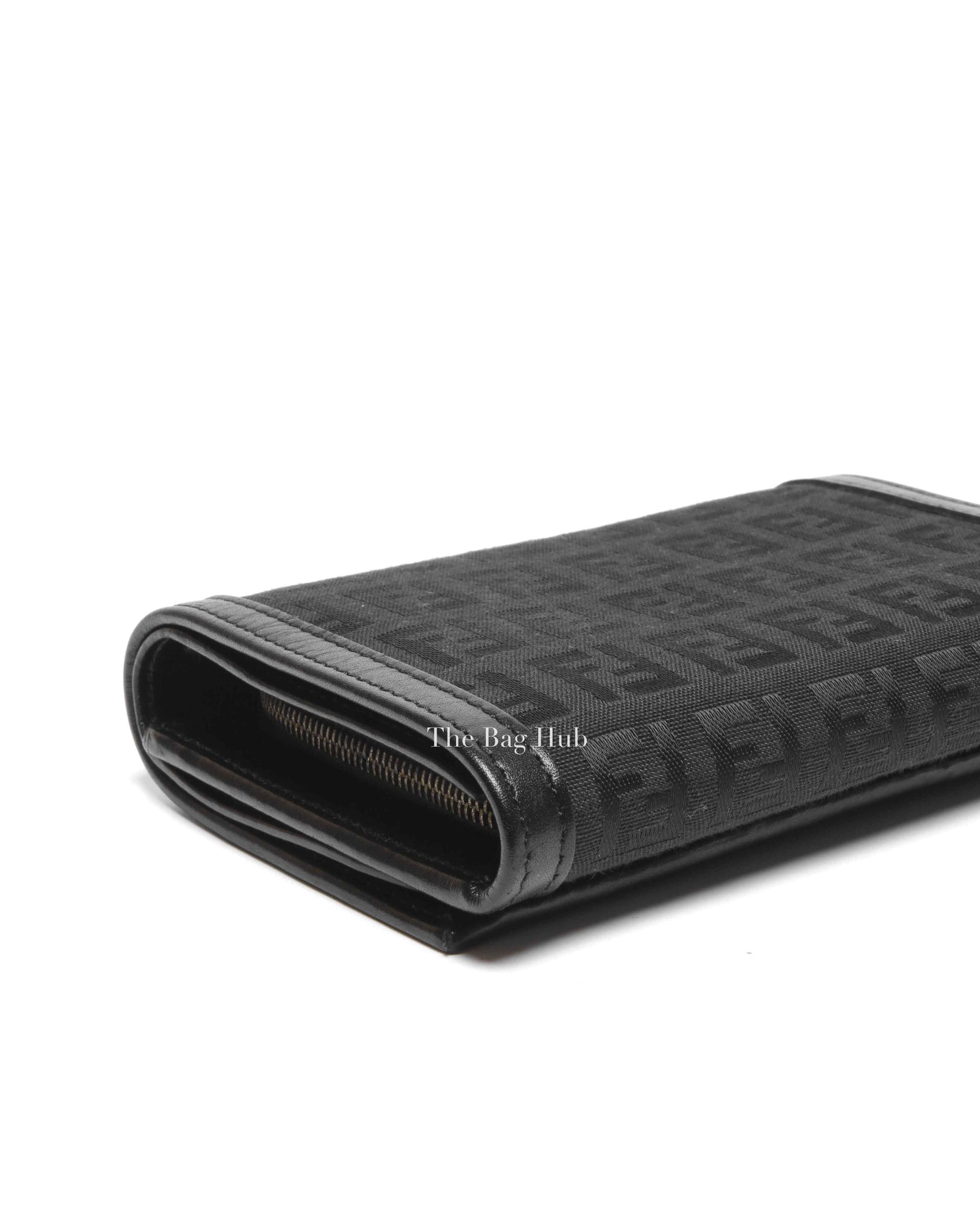 Fendi Black Zucchino Canvas and Leather Continental Wallet