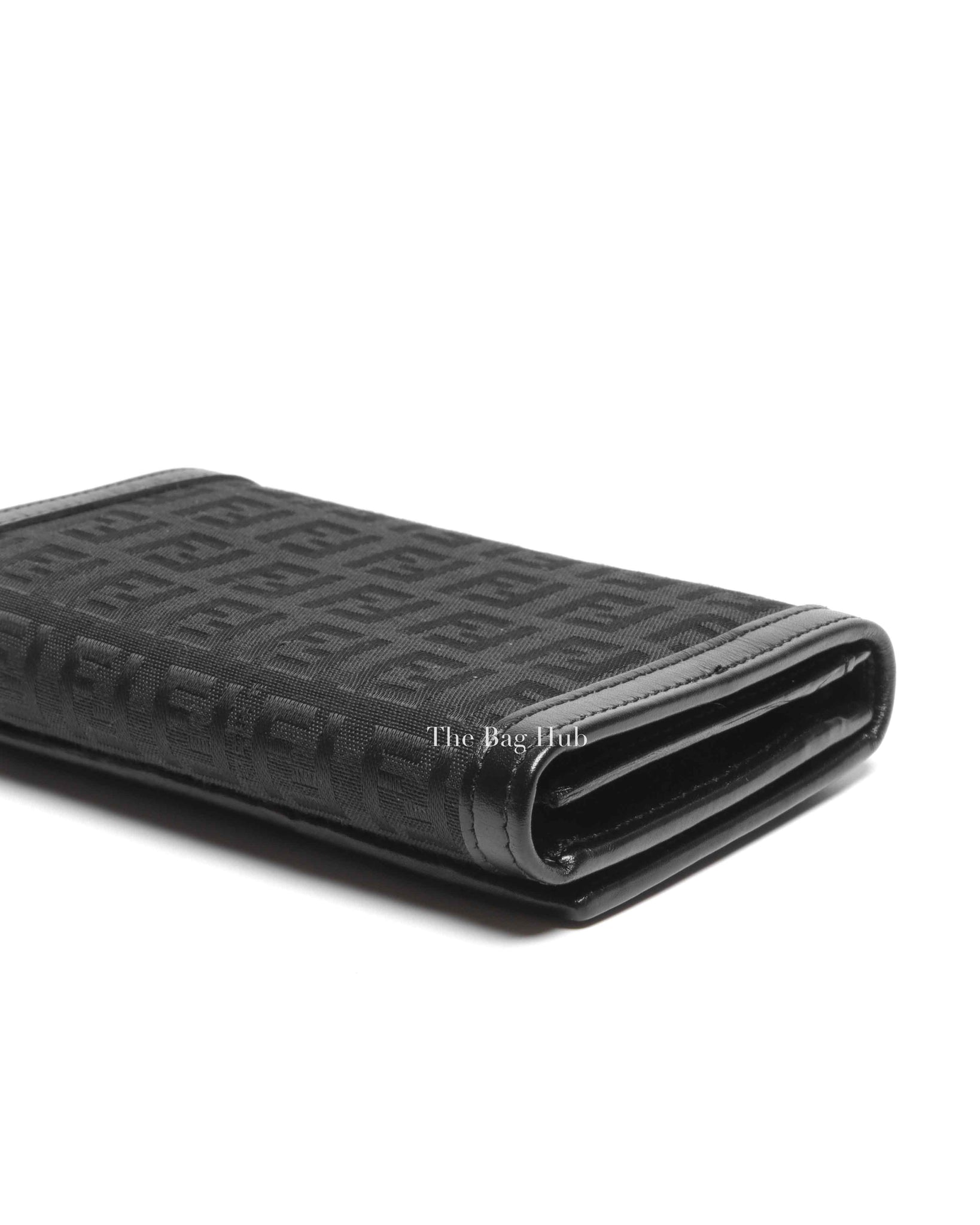 Fendi Black Zucchino Canvas and Leather Continental Wallet