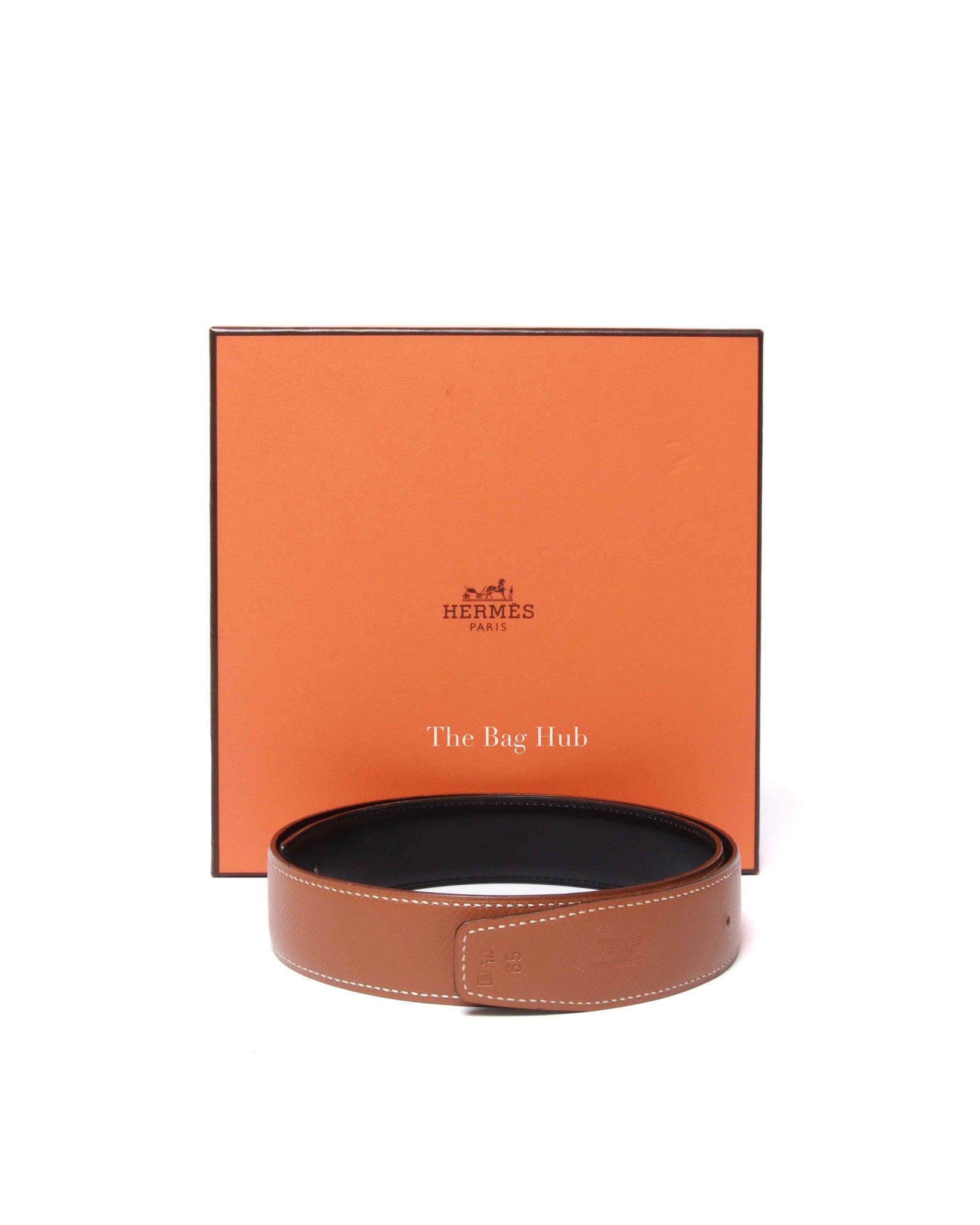 Hermes Gold/Noir Leather Reversible Belt Strap 30cm