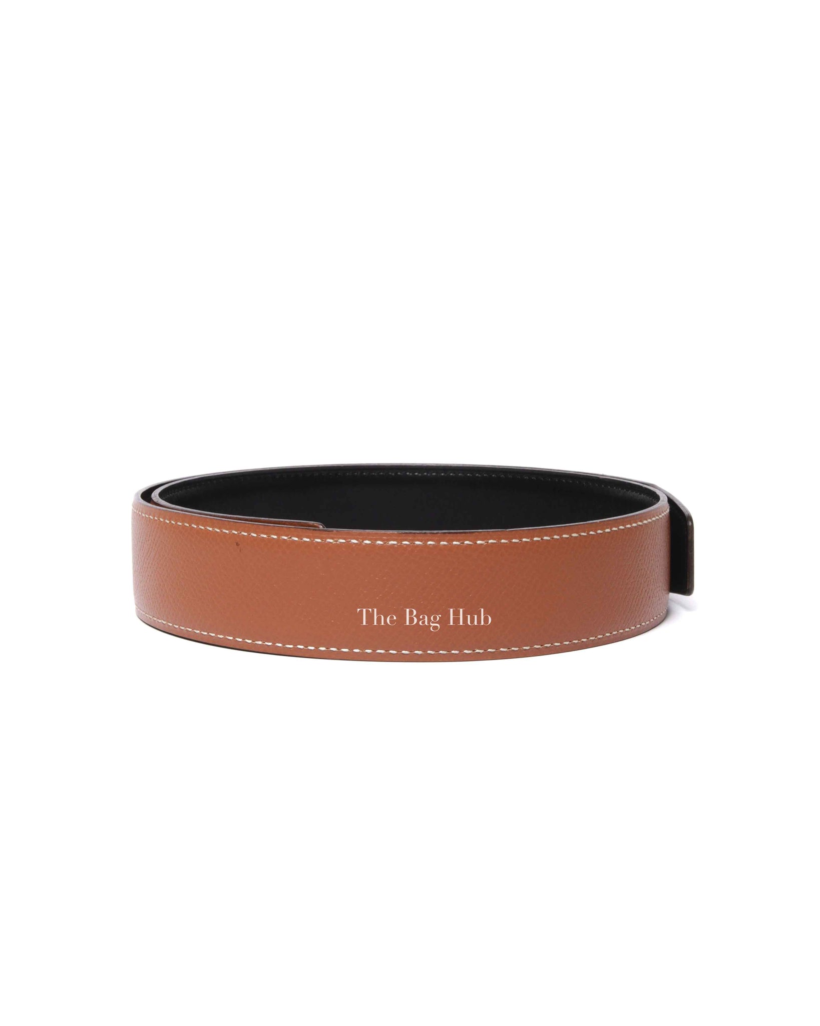 Hermes Gold/Noir Leather Reversible Belt Strap 30cm