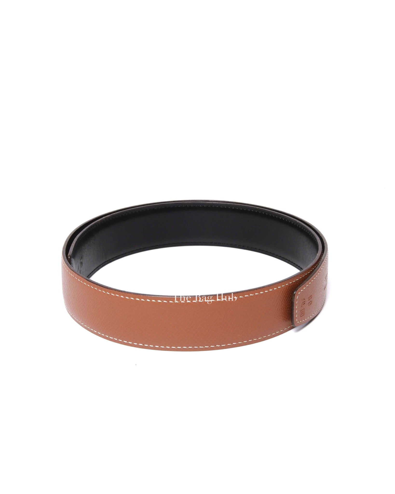 Hermes Gold/Noir Leather Reversible Belt Strap 30cm