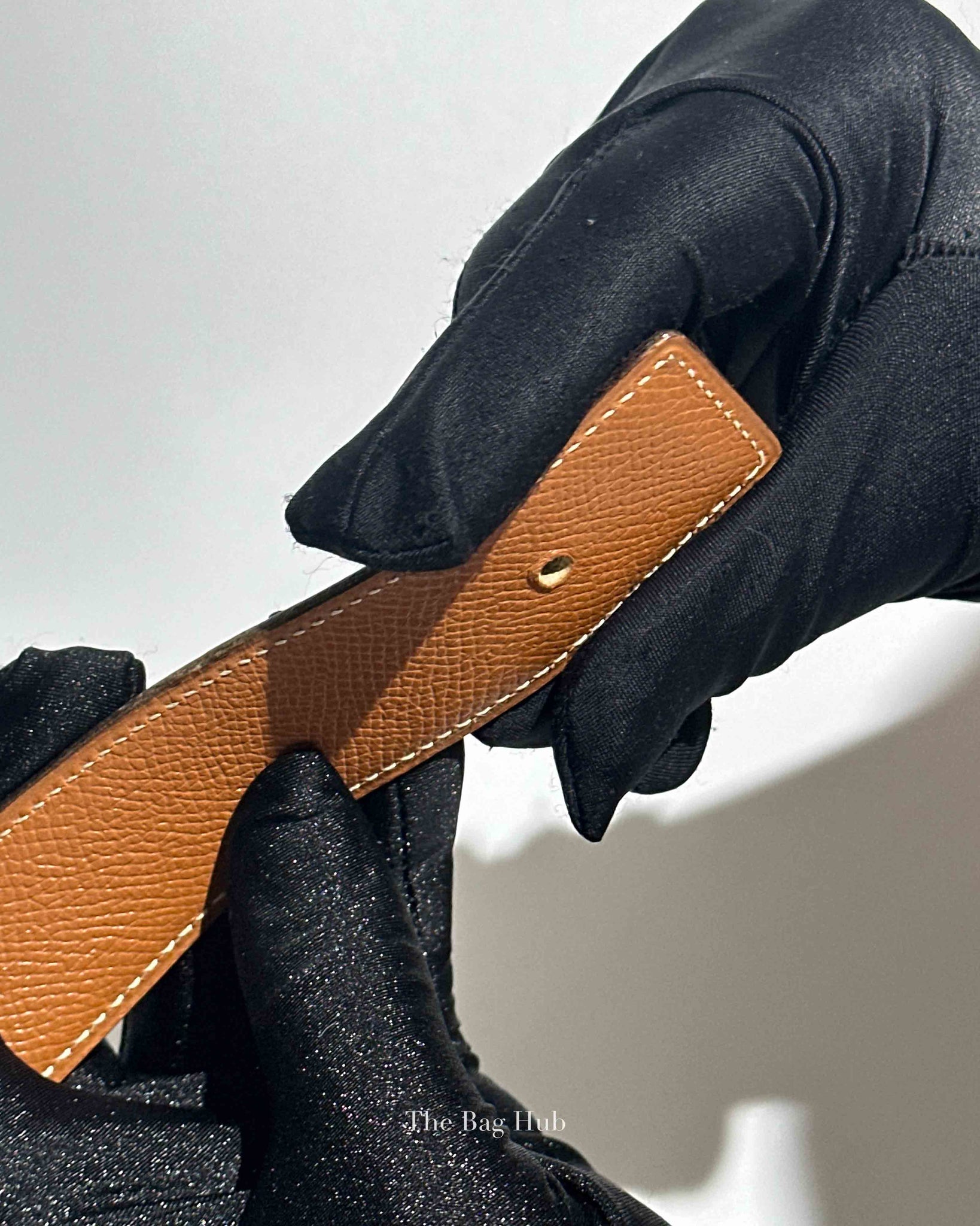 Hermes Gold/Noir Leather Reversible Belt Strap 30cm