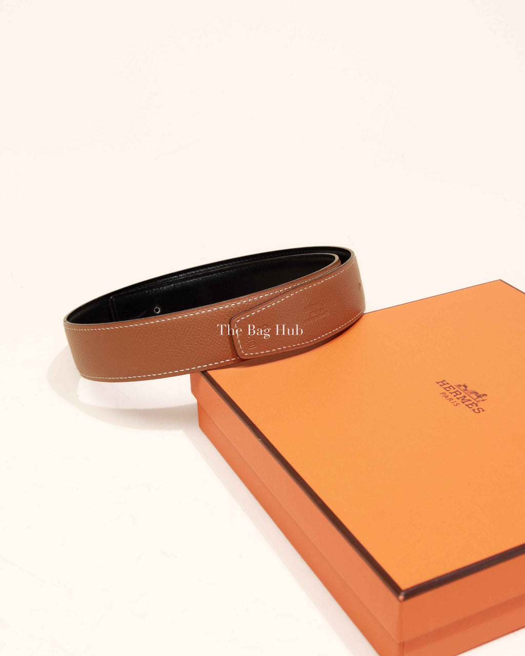 Hermes Gold/Noir Leather Reversible Belt Strap 30cm