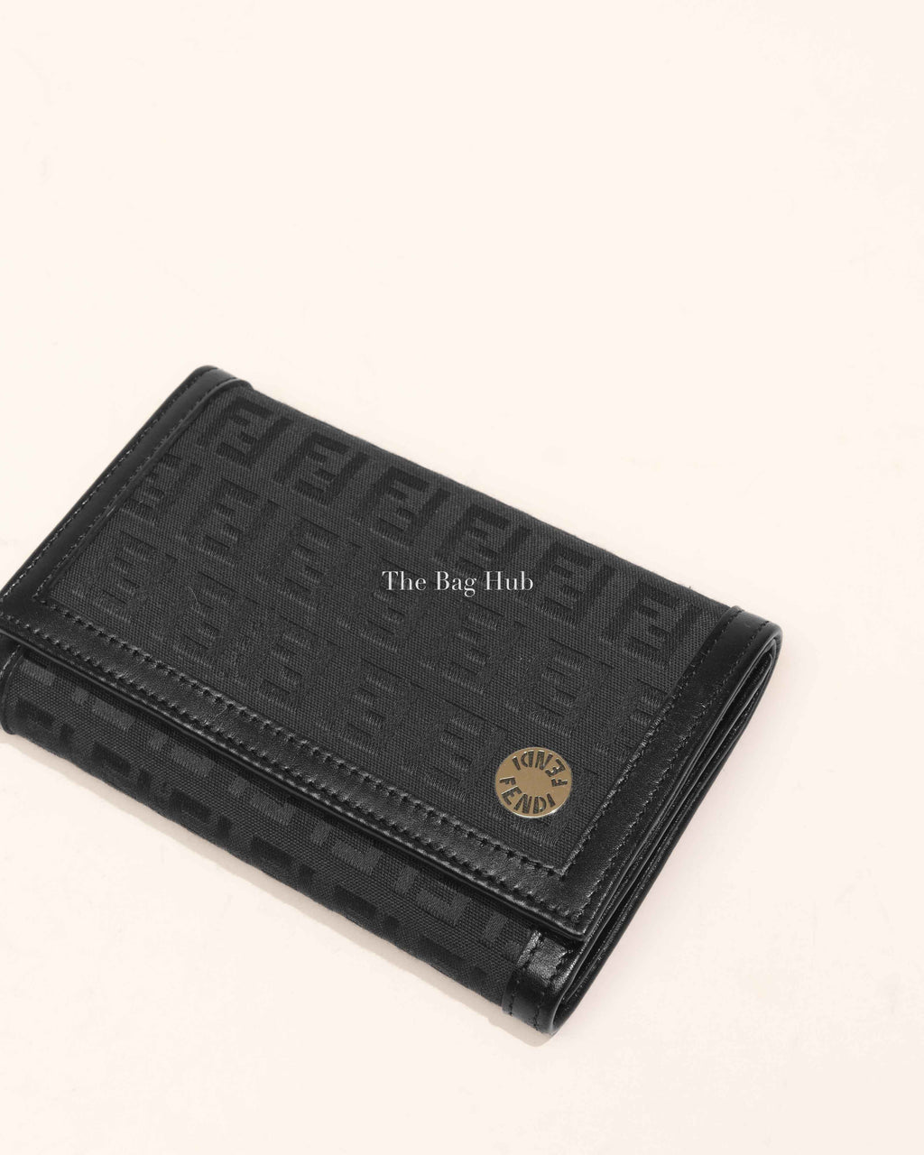 Fendi Black Zucchino Canvas and Leather Continental Wallet