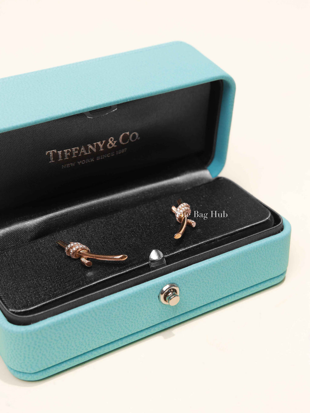 Tiffany & Co Yellow Gold With Diamonds Knot Drop Earrings
