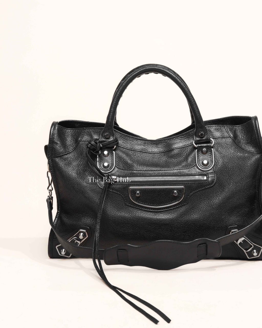 Balenciaga Black Leather Metallic Edge City Bag
