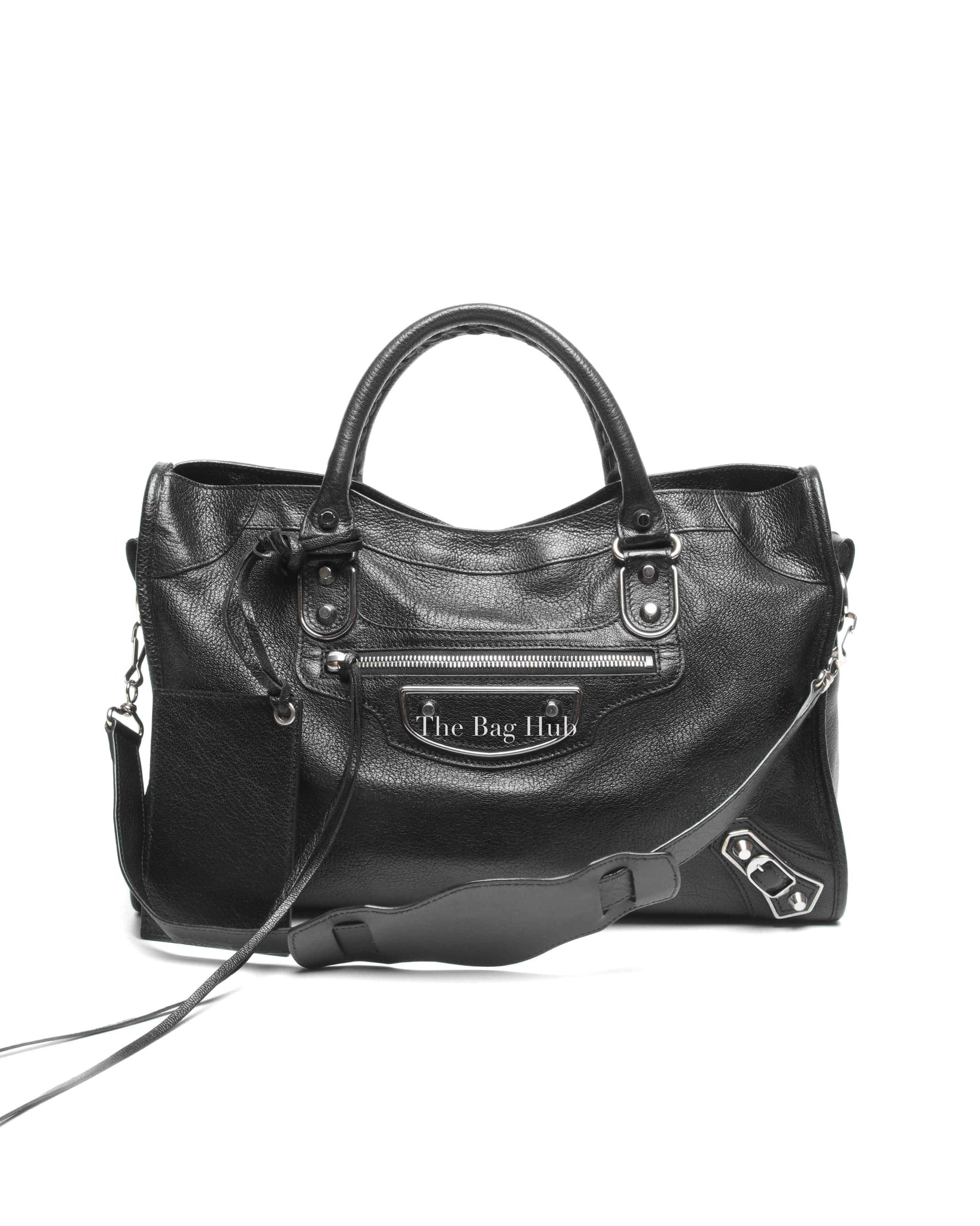 Balenciaga Black Leather Metallic Edge City Bag