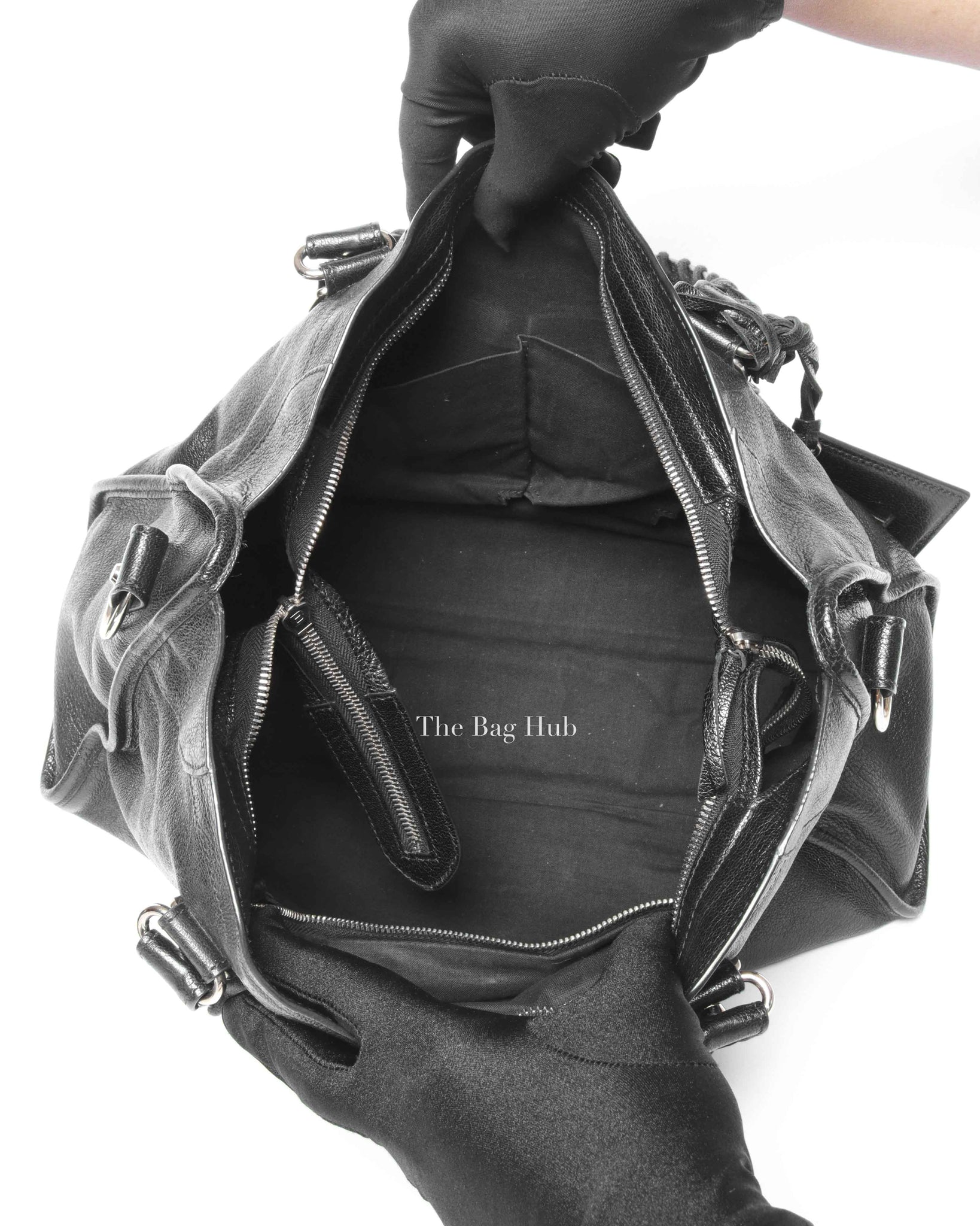 Balenciaga Black Leather Metallic Edge City Bag