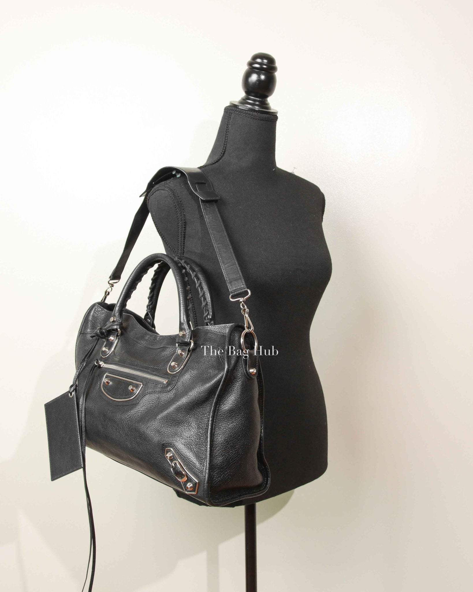 Balenciaga Black Leather Metallic Edge City Bag