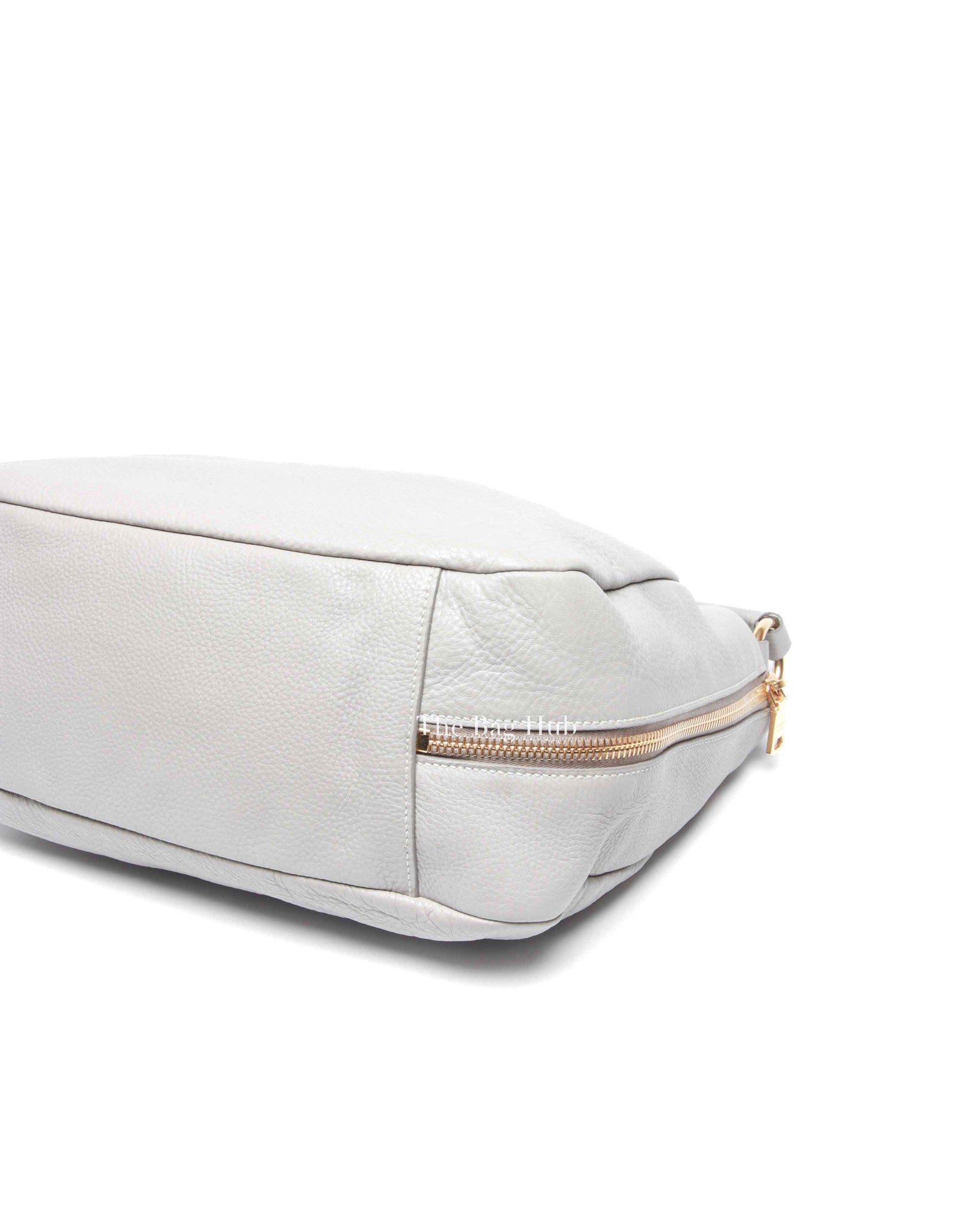 Prada Gray Vitello Daino Leather Double Zip Pocket Hobo Bag