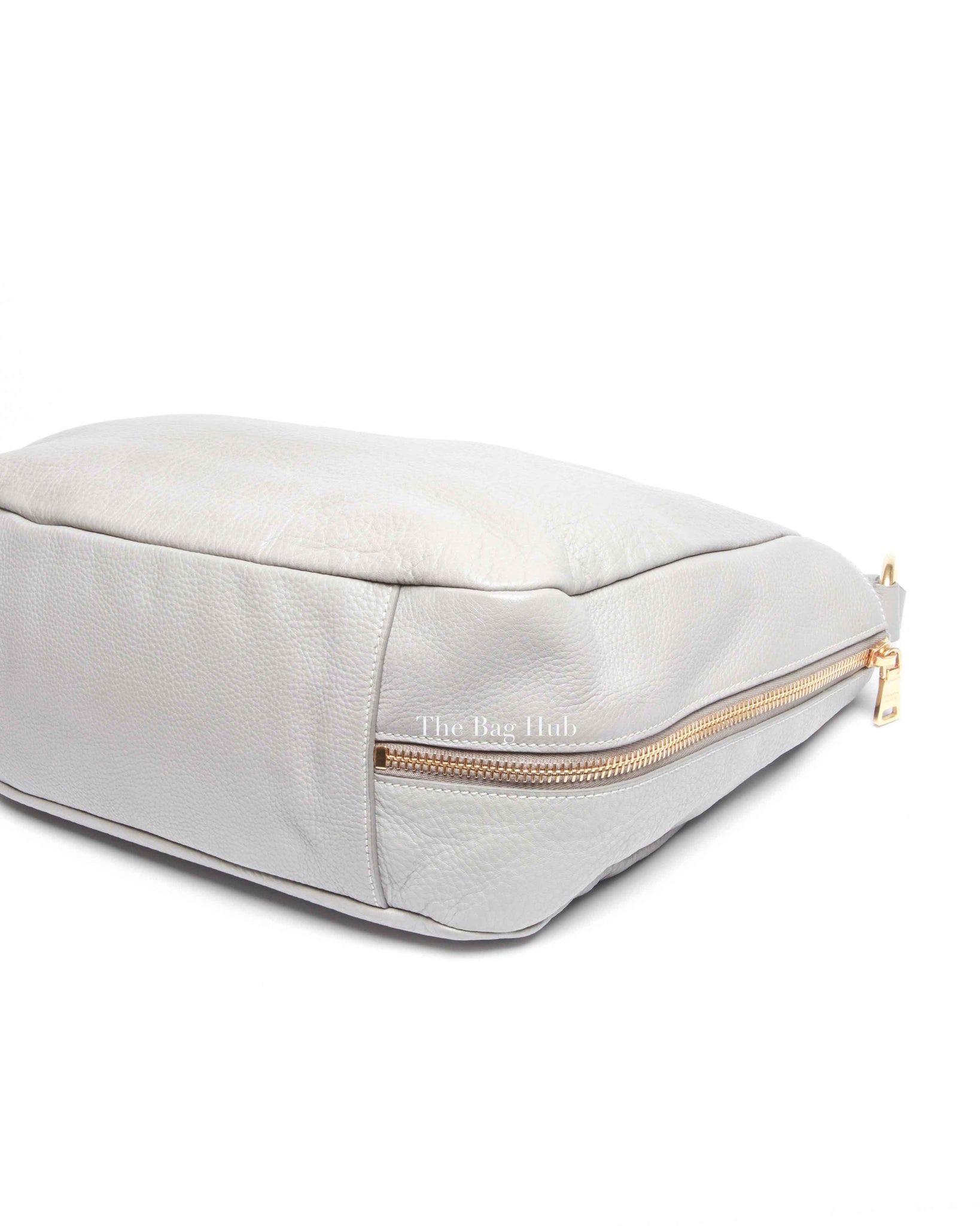 Prada Gray Vitello Daino Leather Double Zip Pocket Hobo Bag