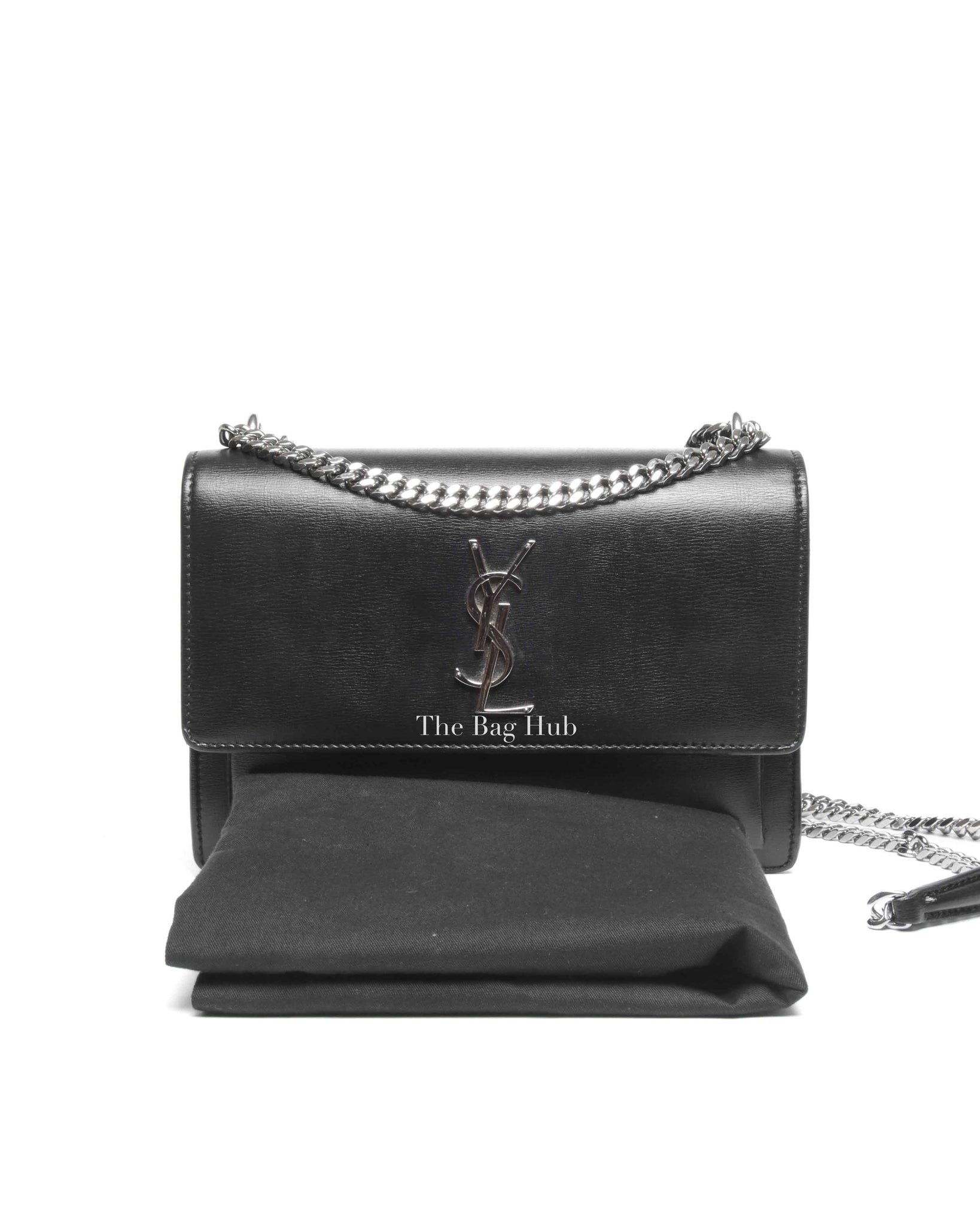 Saint Laurent Black Leather Medium Sunset Bag