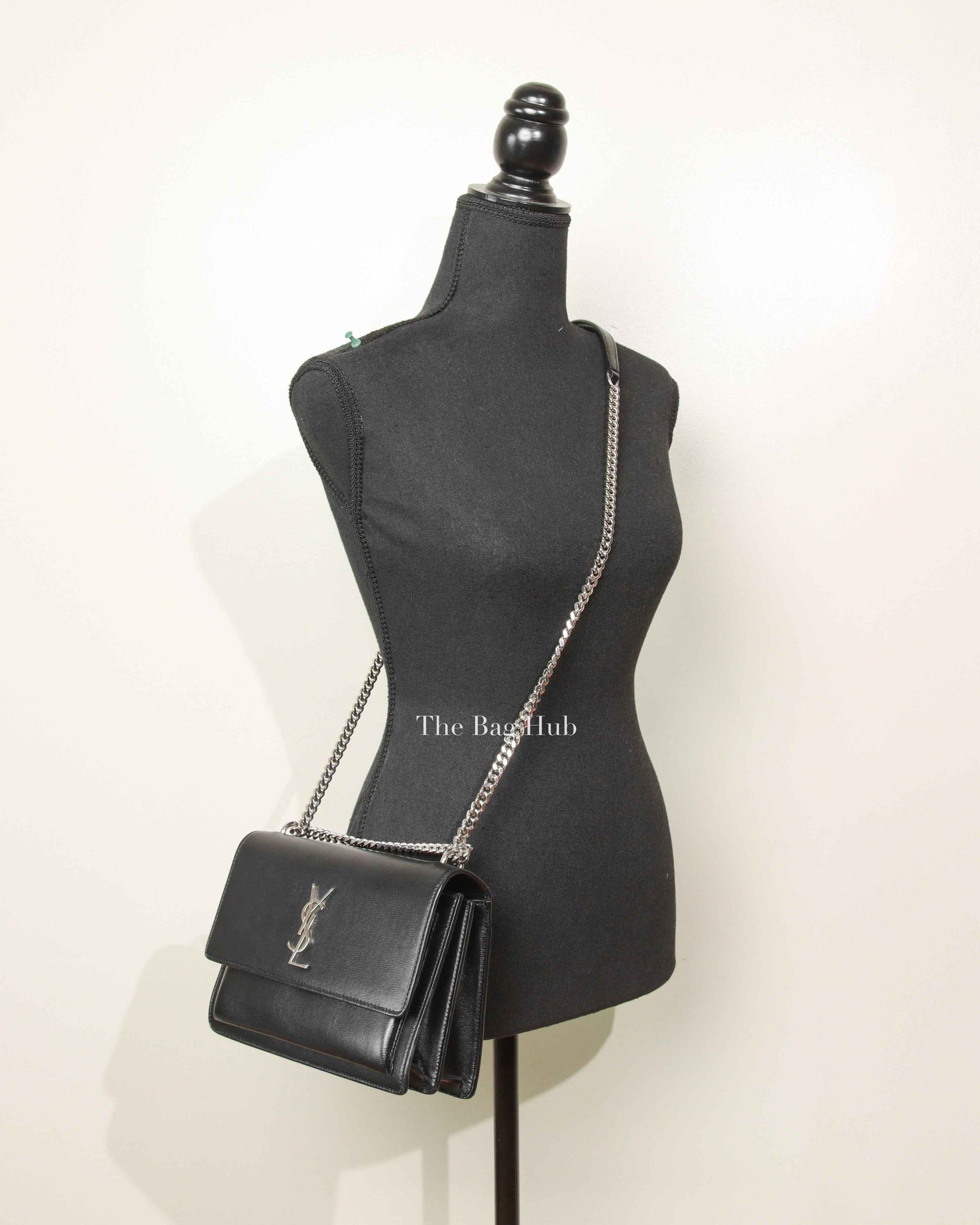 Saint Laurent Black Leather Medium Sunset Bag