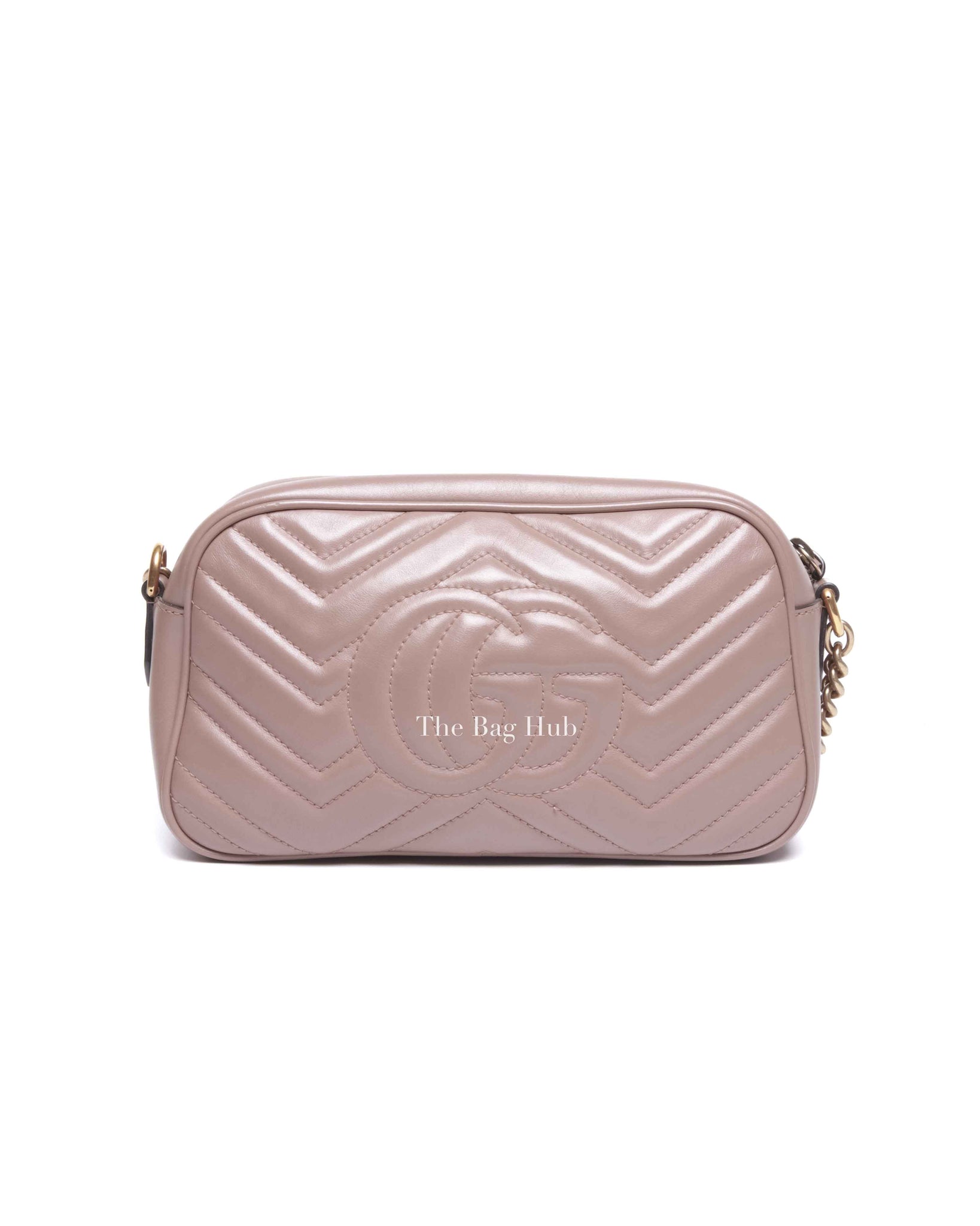 Gucci Porcelain Rose Calfskin Matelasse Small GG Marmont Chain Shoulder Bag