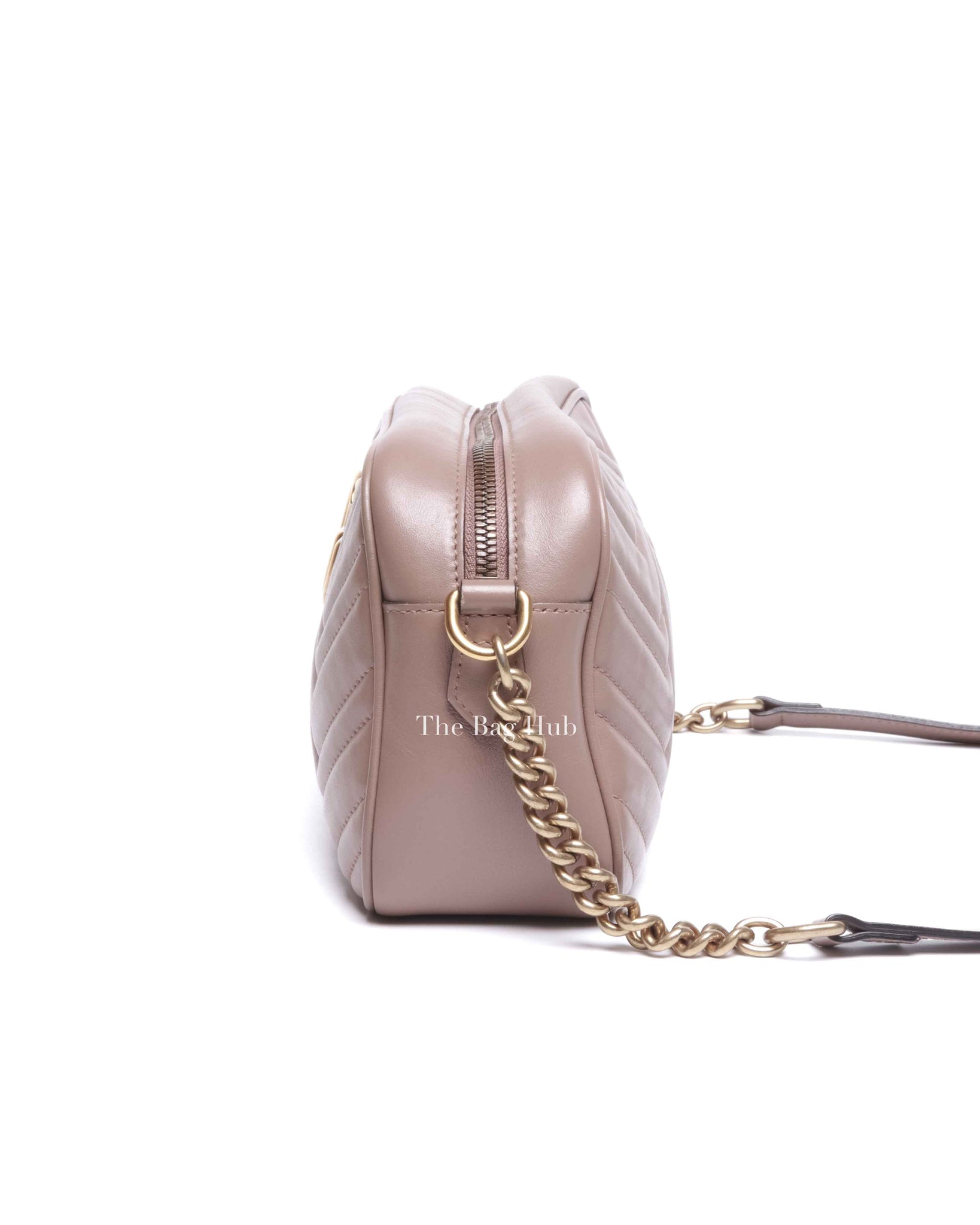 Gucci Porcelain Rose Calfskin Matelasse Small GG Marmont Chain Shoulder Bag