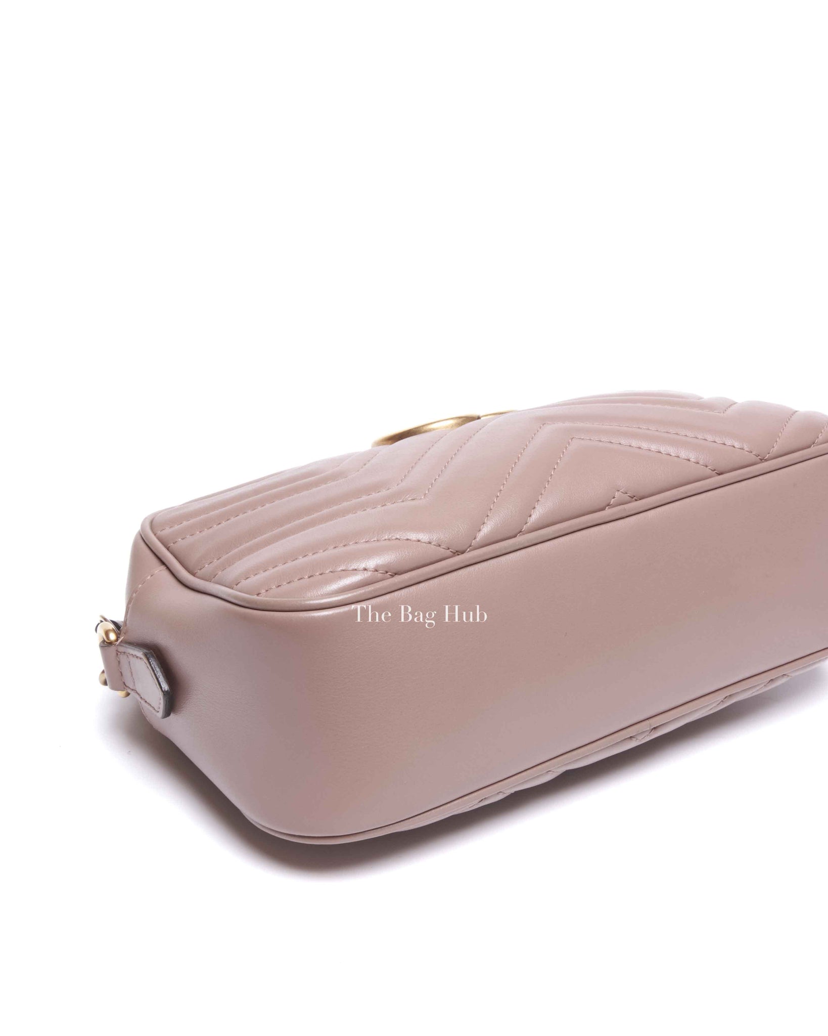 Gucci Porcelain Rose Calfskin Matelasse Small GG Marmont Chain Shoulder Bag