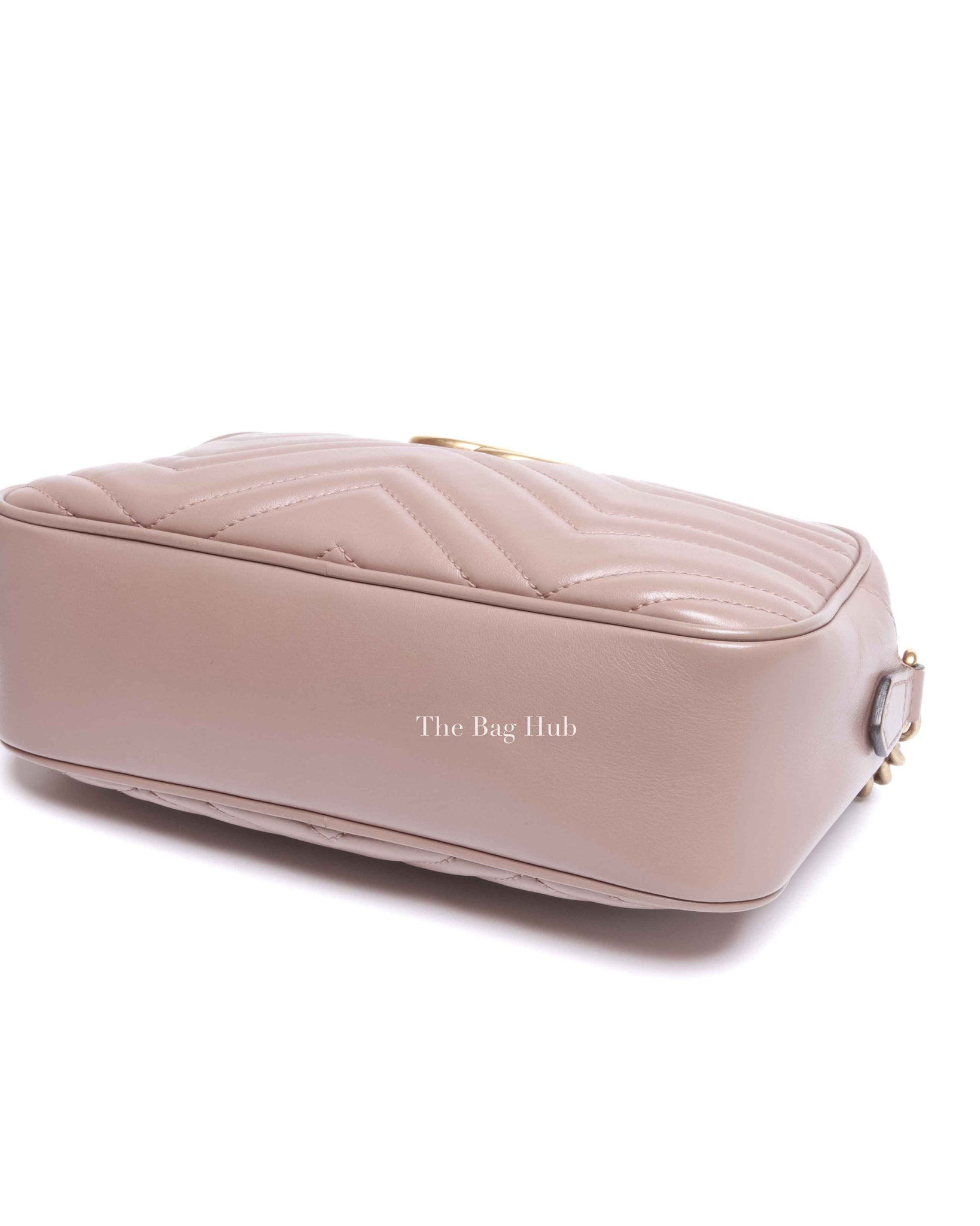 Gucci Porcelain Rose Calfskin Matelasse Small GG Marmont Chain Shoulder Bag