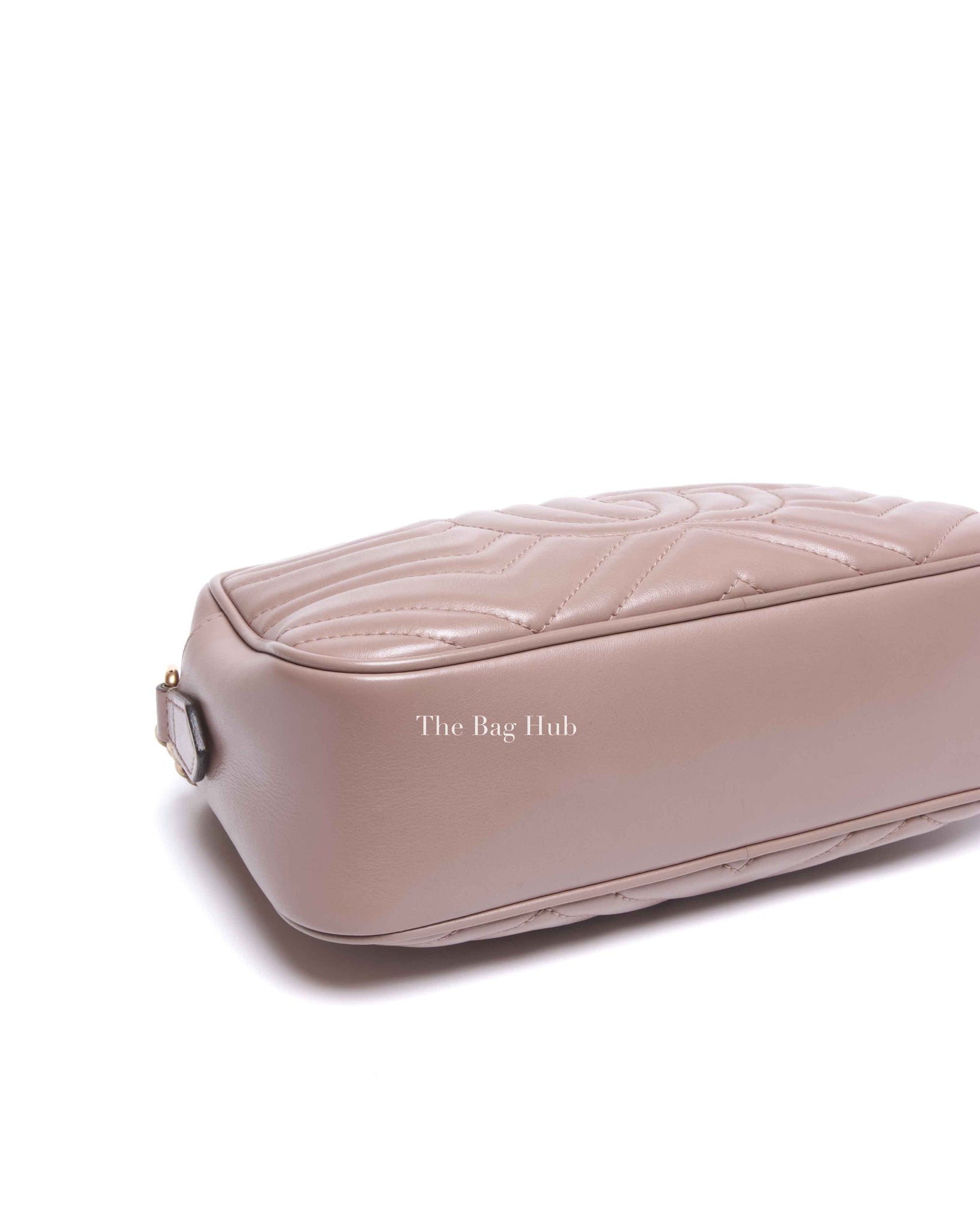 Gucci Porcelain Rose Calfskin Matelasse Small GG Marmont Chain Shoulder Bag