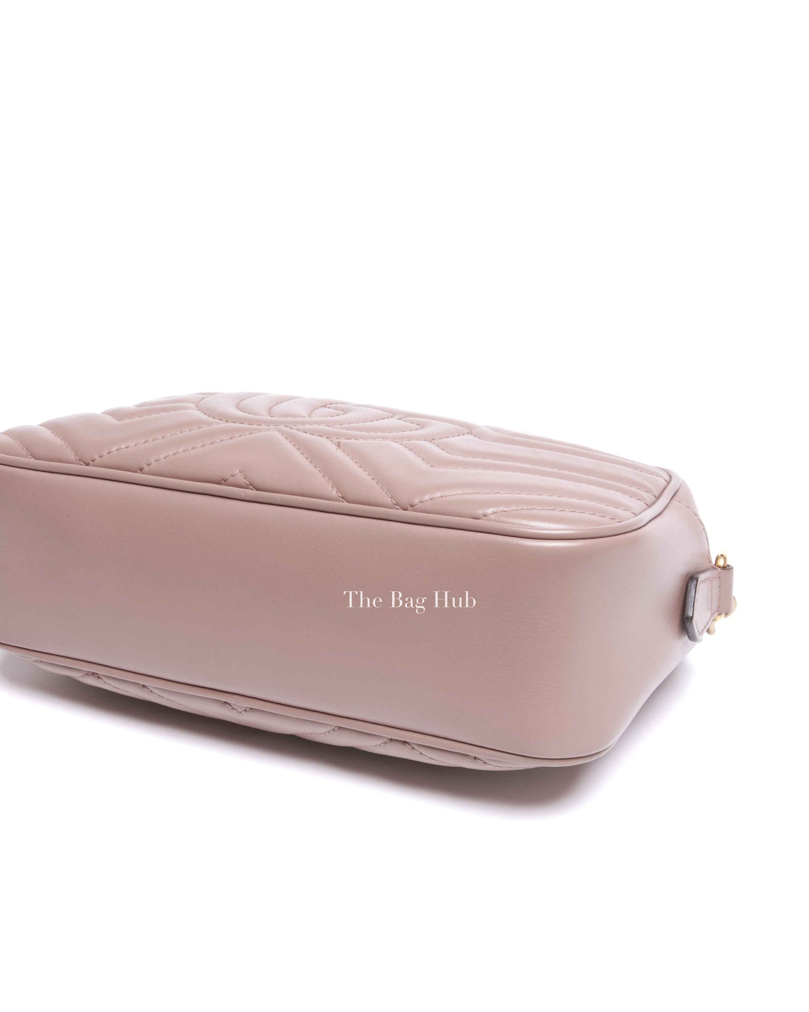 Gucci Porcelain Rose Calfskin Matelasse Small GG Marmont Chain Shoulder Bag