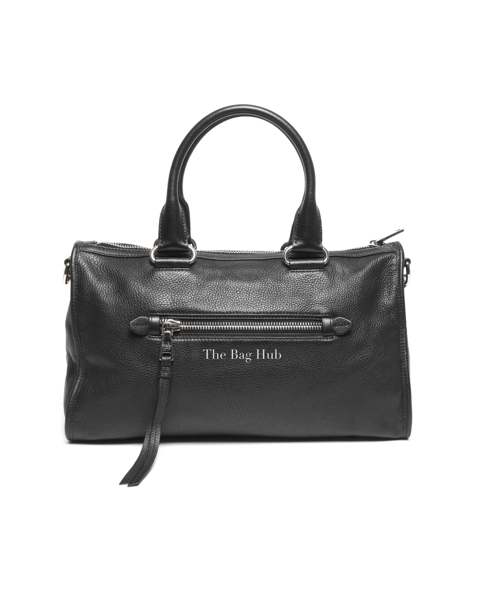 Prada Black Vitello Phenix Zip Tote Bag