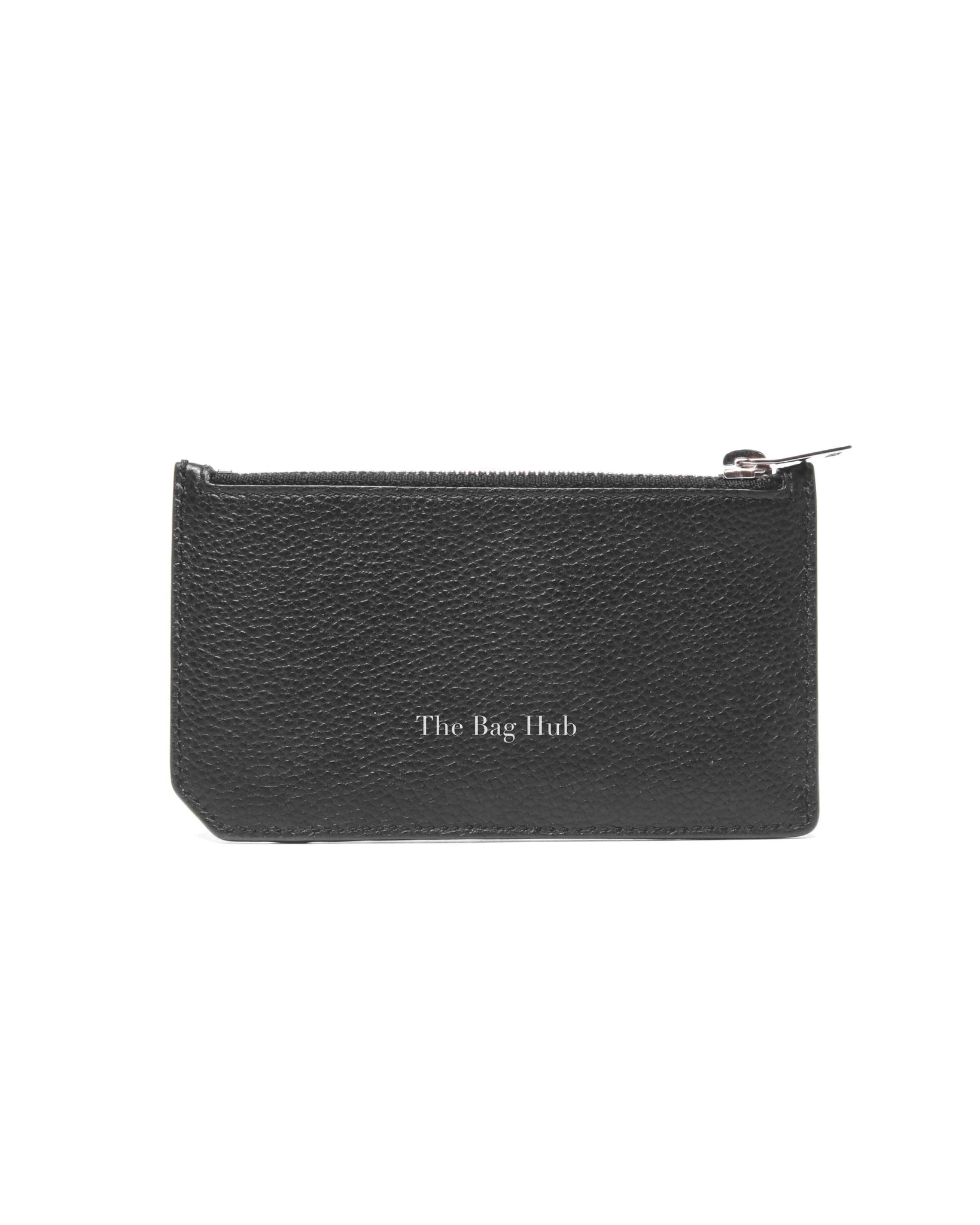 Saint Laurent Black Grained Leather Paris Fragments Zip Card Case