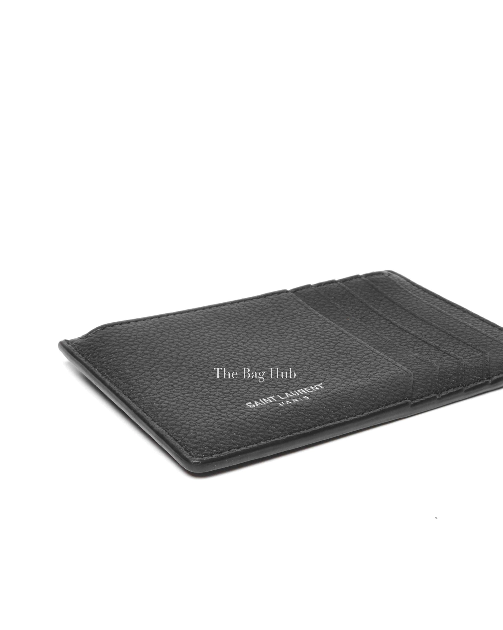 Saint Laurent Black Grained Leather Paris Fragments Zip Card Case