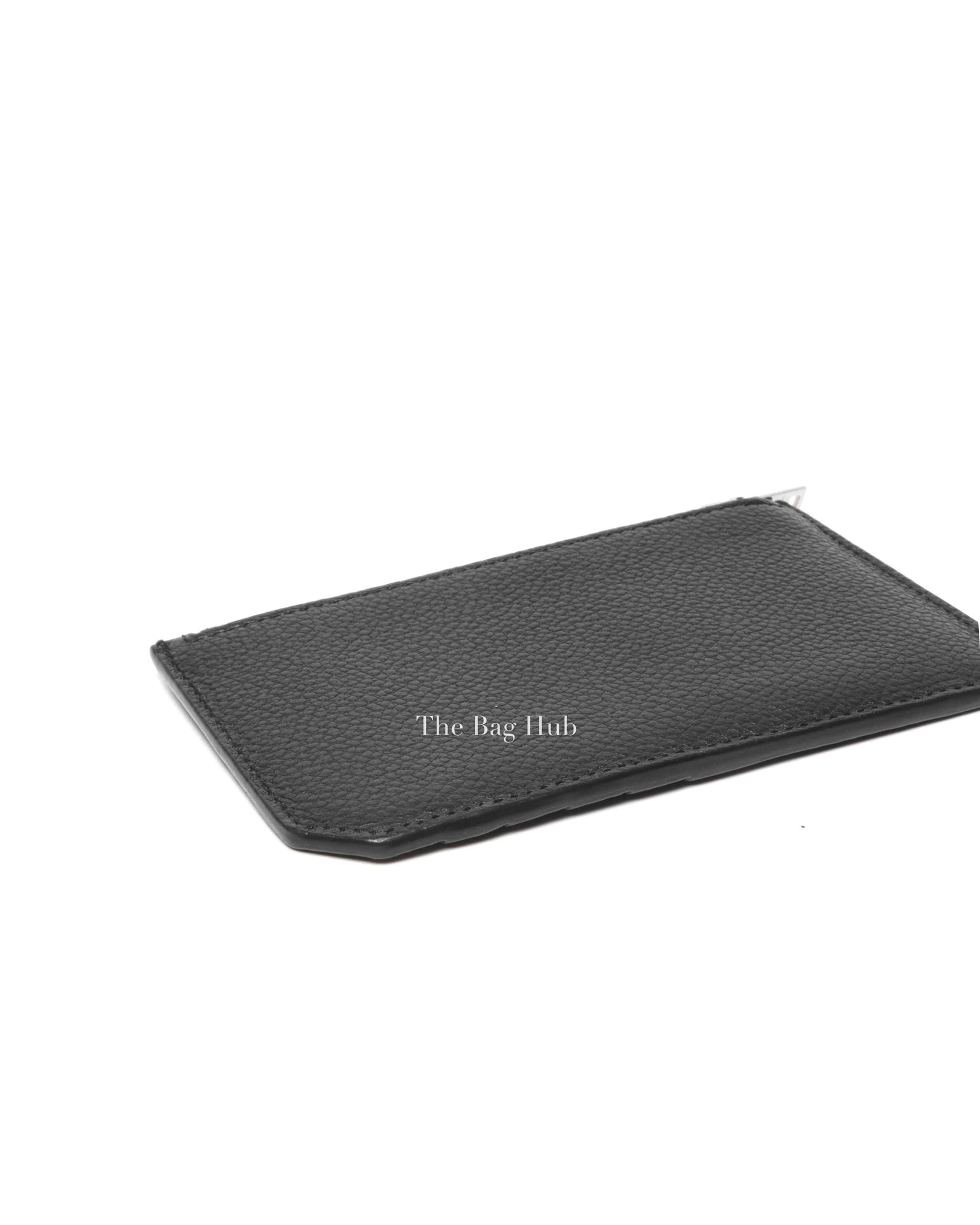 Saint Laurent Black Grained Leather Paris Fragments Zip Card Case