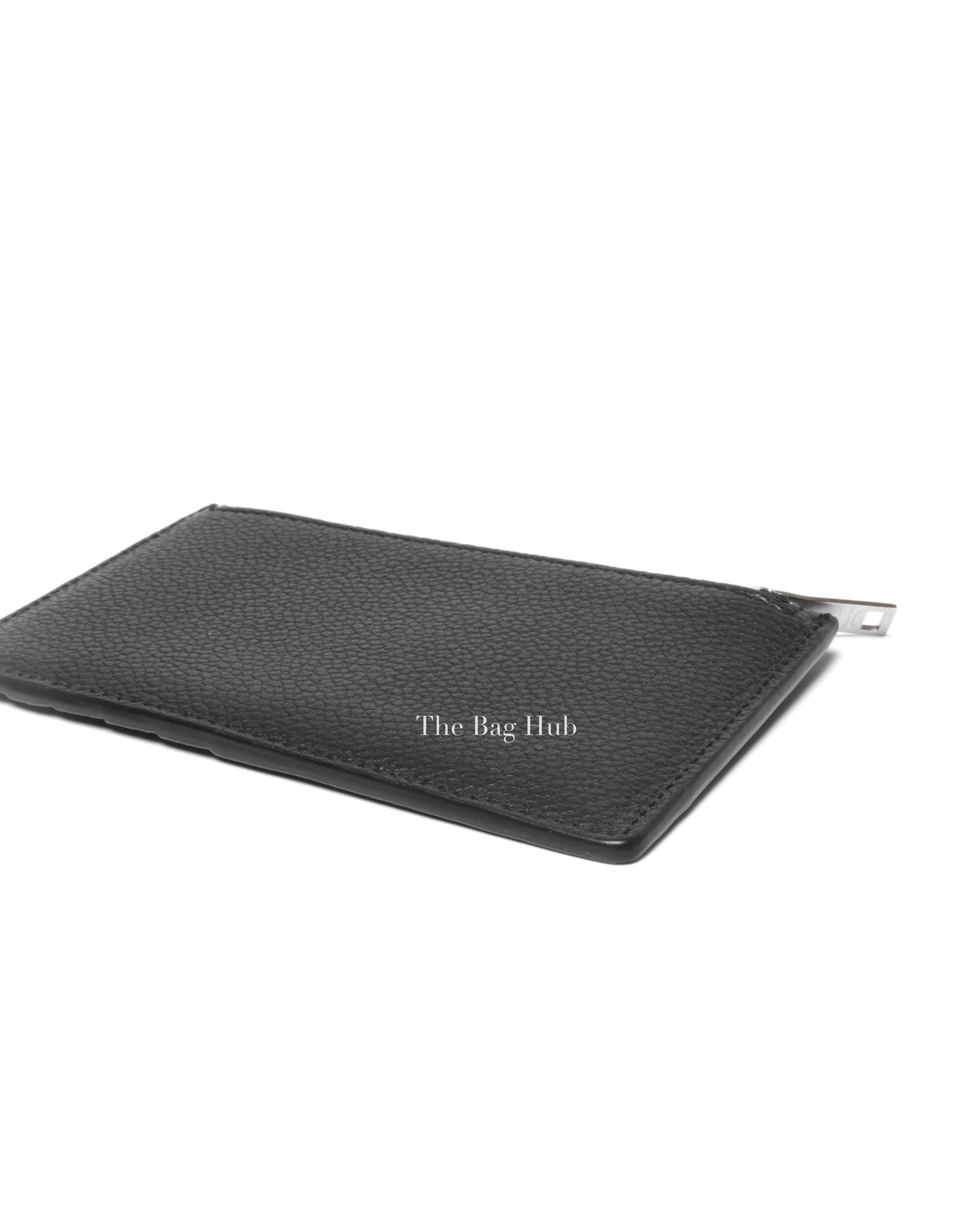 Saint Laurent Black Grained Leather Paris Fragments Zip Card Case