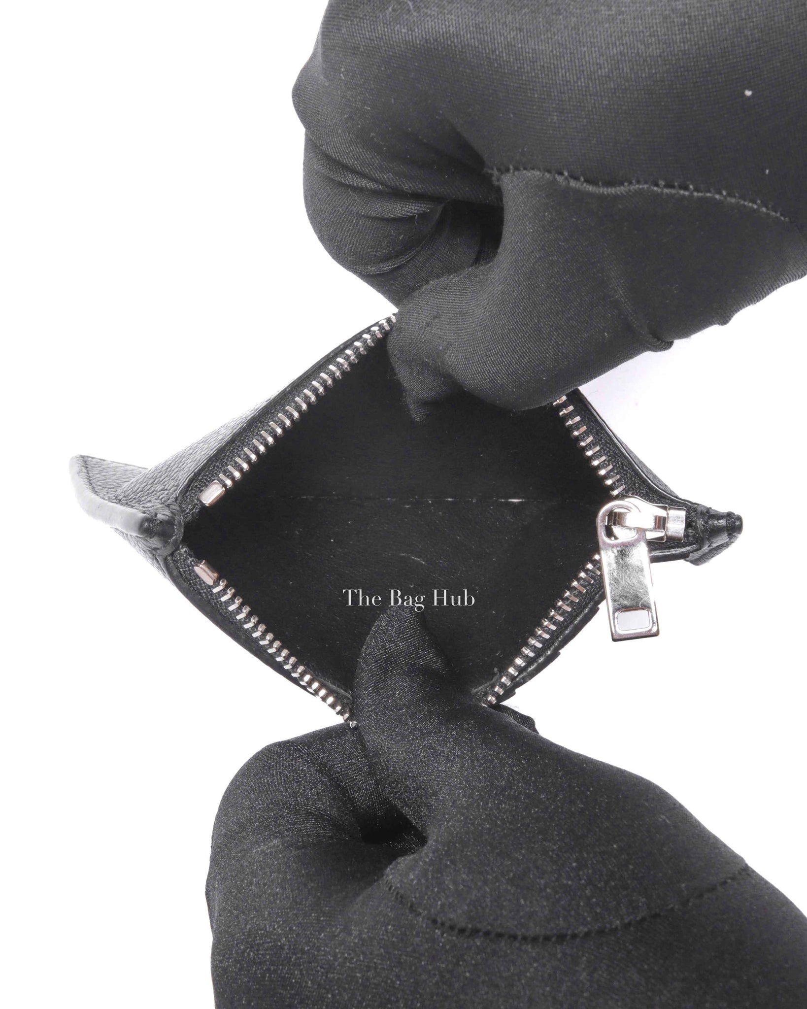 Saint Laurent Black Grained Leather Paris Fragments Zip Card Case