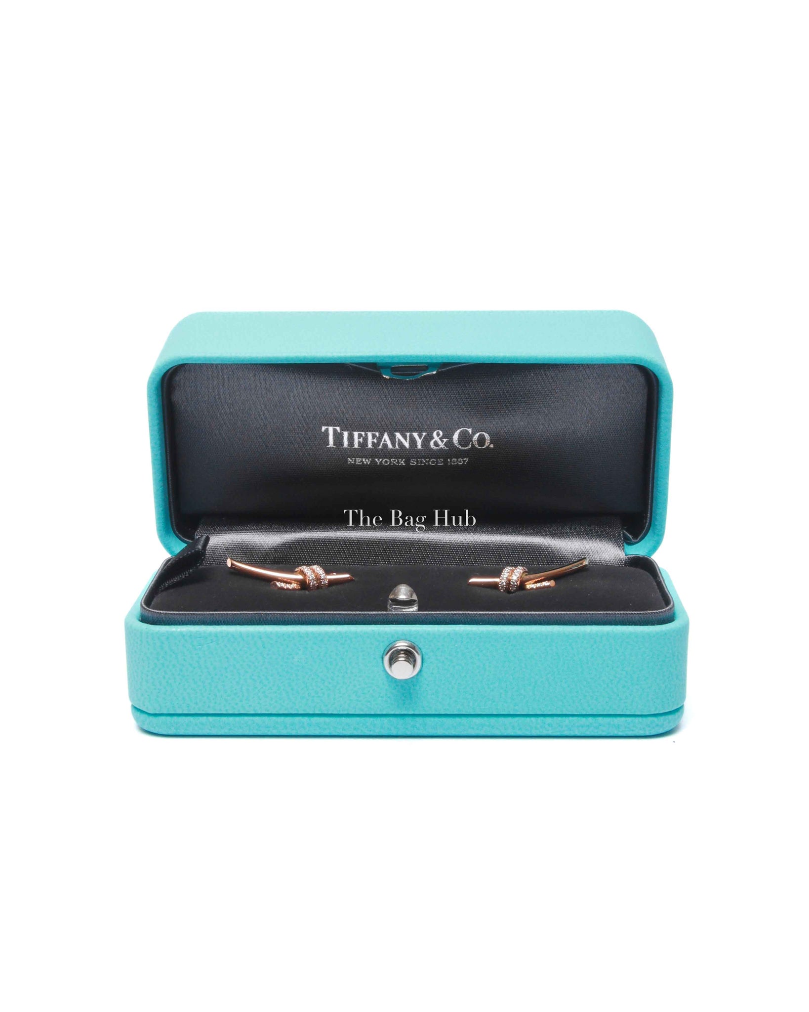 Tiffany & Co Yellow Gold With Diamonds Knot Drop Earrings