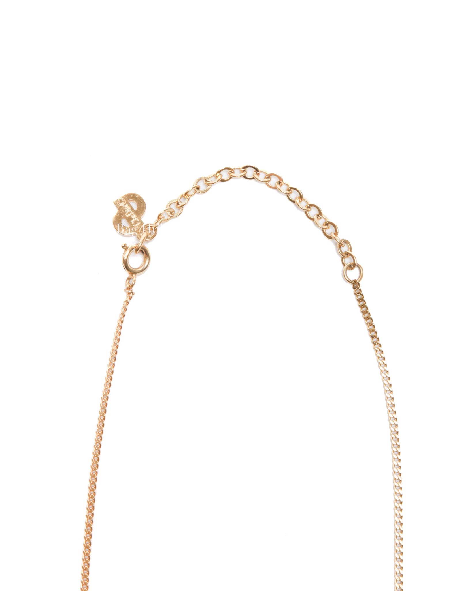 Dior Gold-Tone Metal Crystal Embellished Ribbon Pendant Necklace